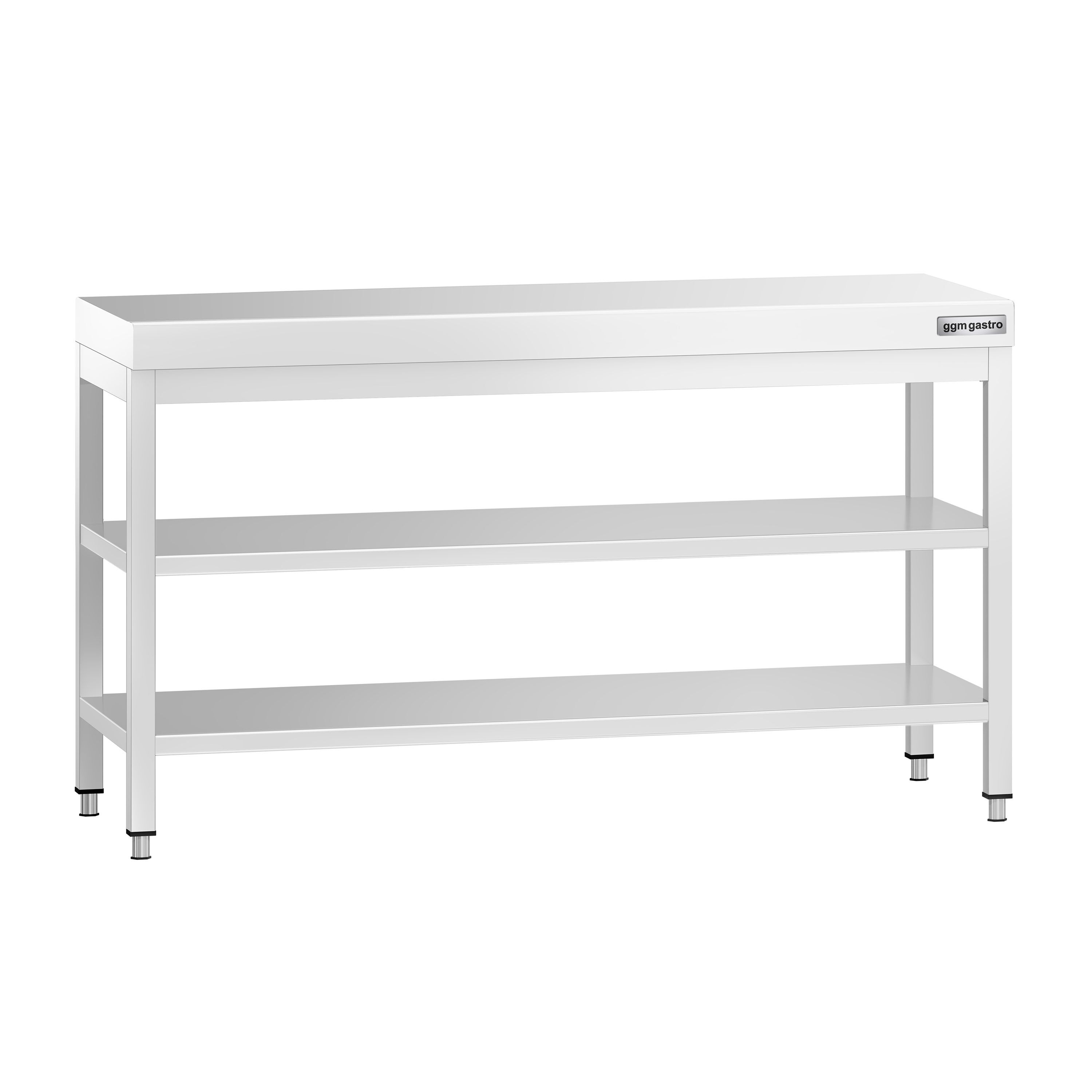 Table de travail inox PREMIUM - 1500 x 600 mm - avec tablette inférieure & Tablette intermédiaire