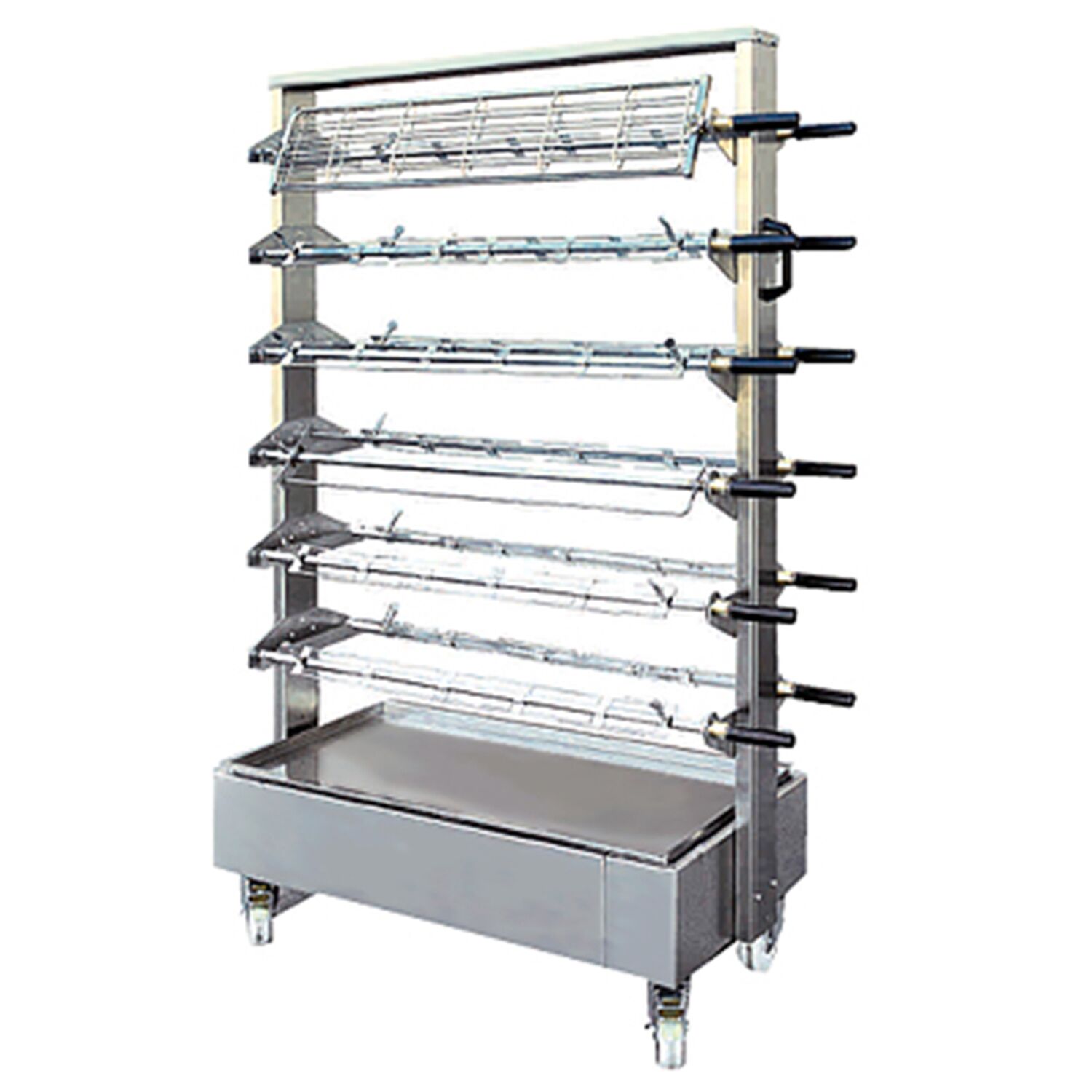 for 24 skewers Movable spit trolley - 1150x800x1600mm - Stainless Steel - for rotisserie grills