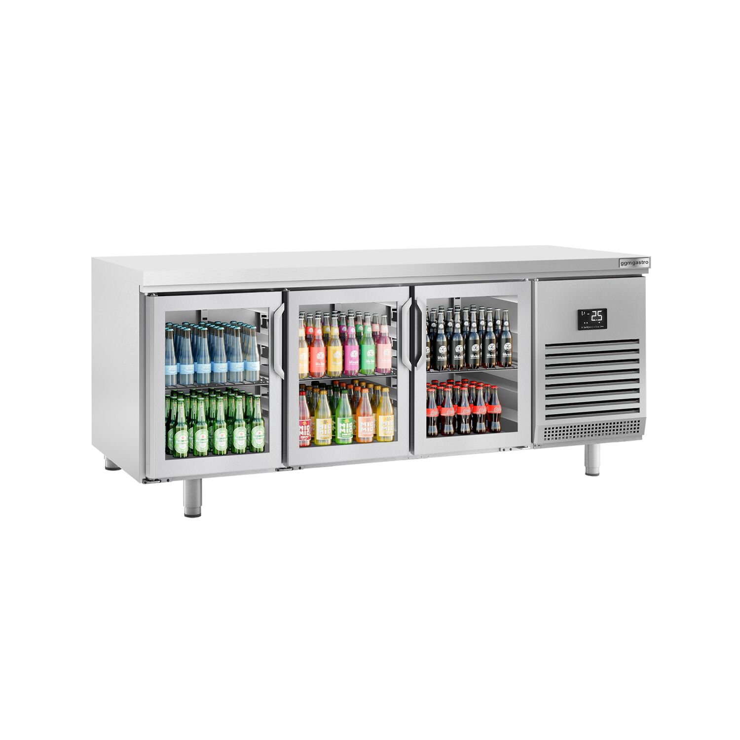 Table réfrigérée PREMIUM PLUS - 2185x800 mm - avec 3 portes vitrées