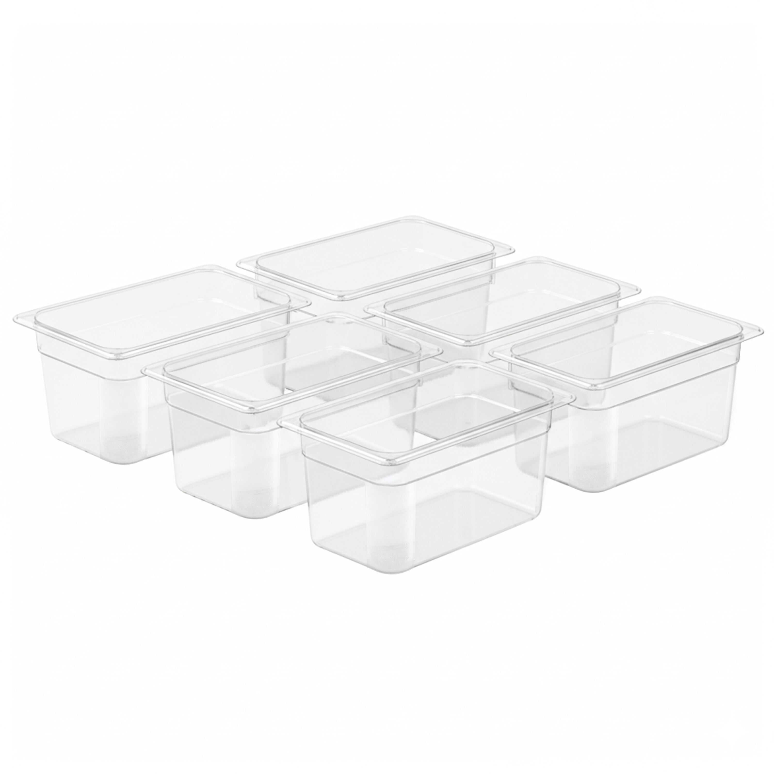(6 pièces) Bac en Polypropylène - GN 1/4 - Translucide - 3,7 L - Hauteur : 150 mm