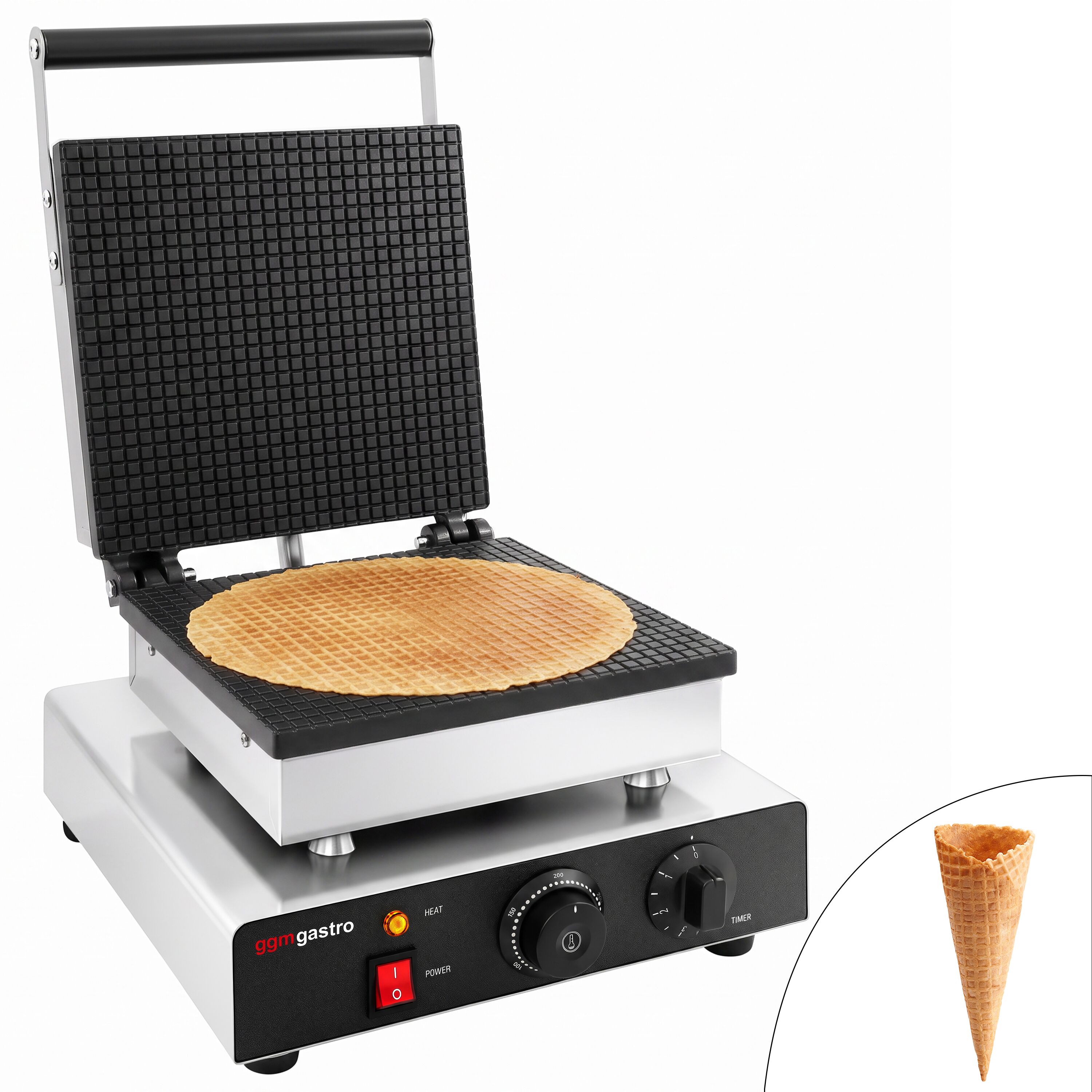 Waffle iron - Single - Manual - 1,75 kW - Shape: Heart - Teflon-coated baking plates