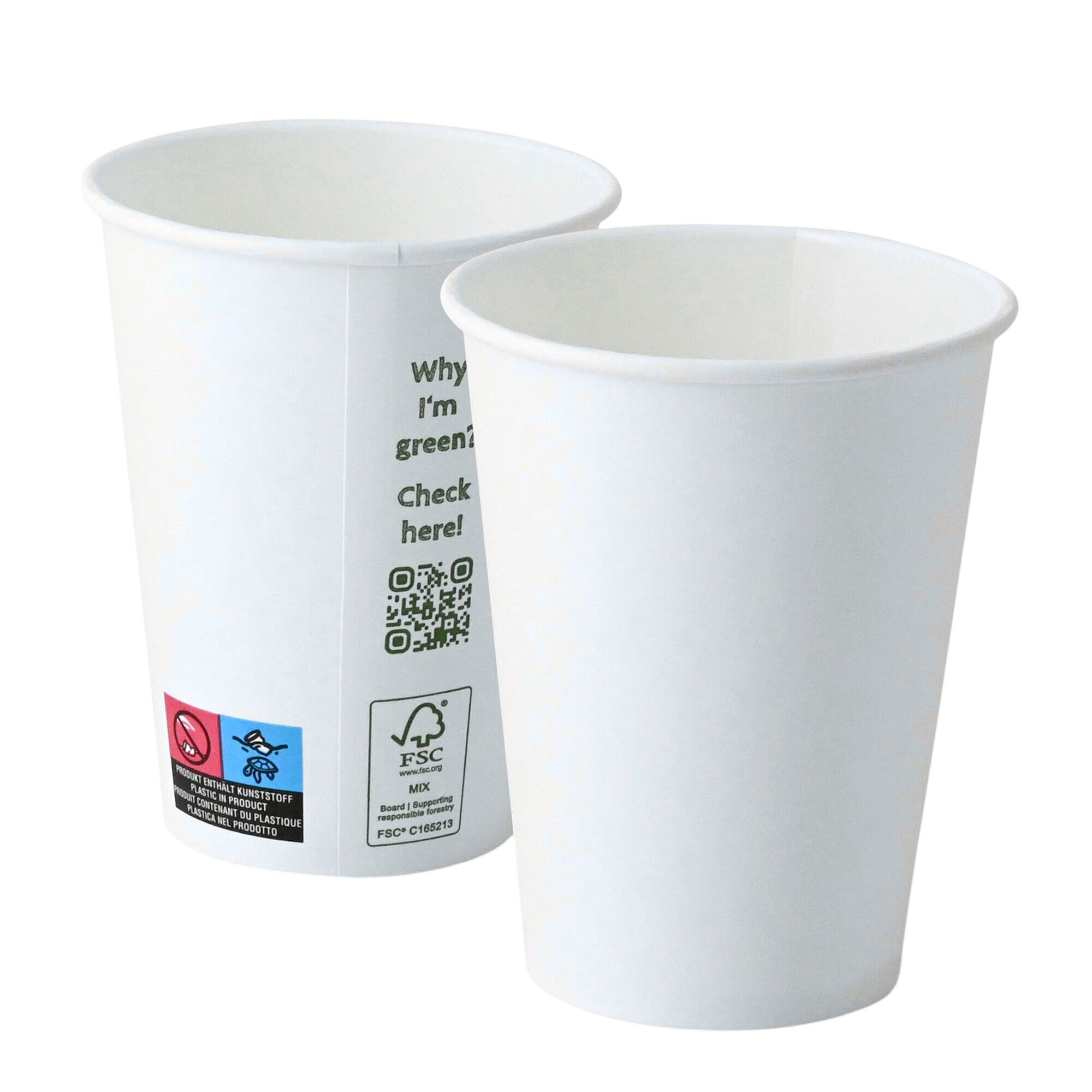 (1000 pcs) Couvercle réutilisable - Transparent - compatible avec 300ml Gobelet en carton Ø90mm Blanc