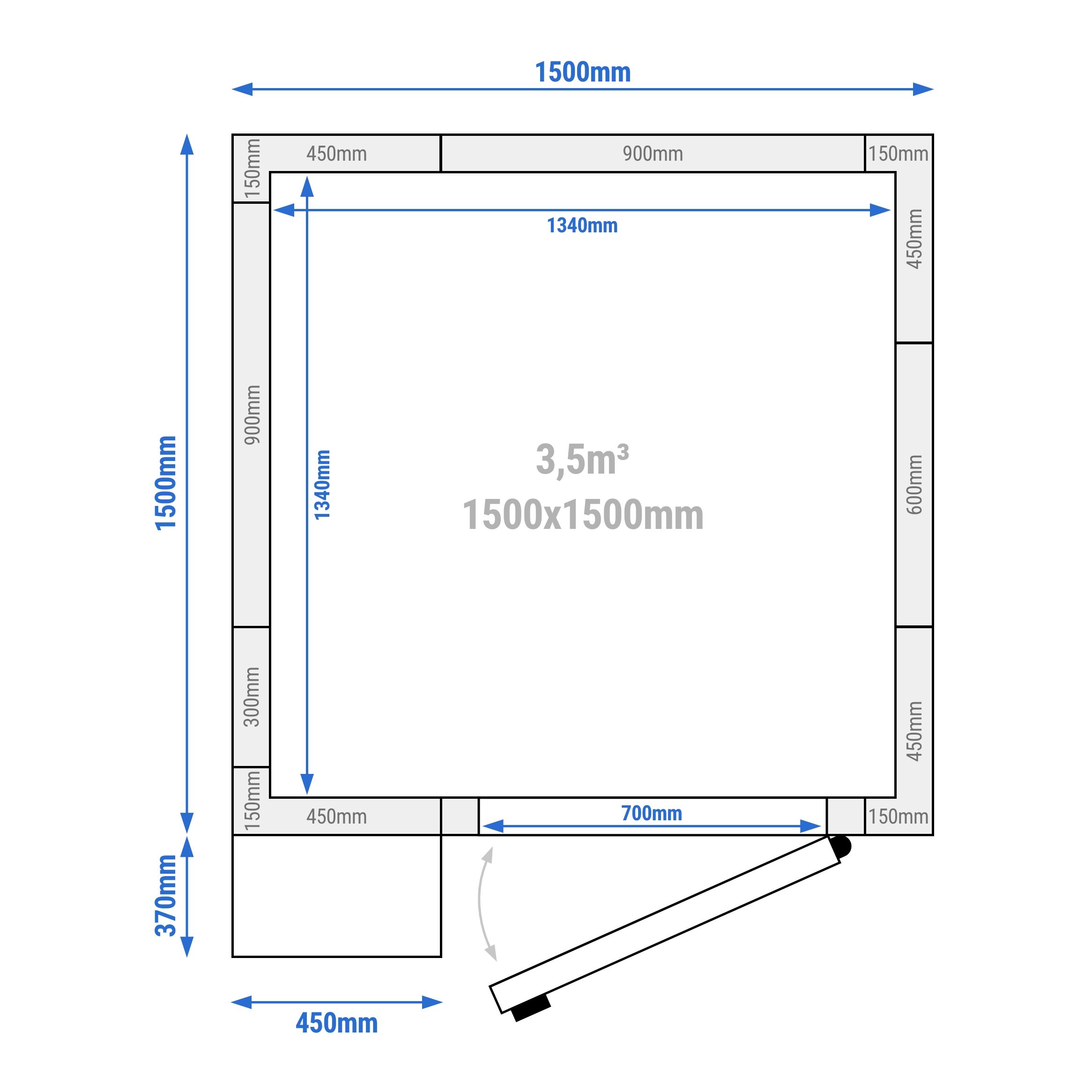 Chambre froide - 1500 x 1500 mm - 3,5 m³ - groupe frigorifique inclus