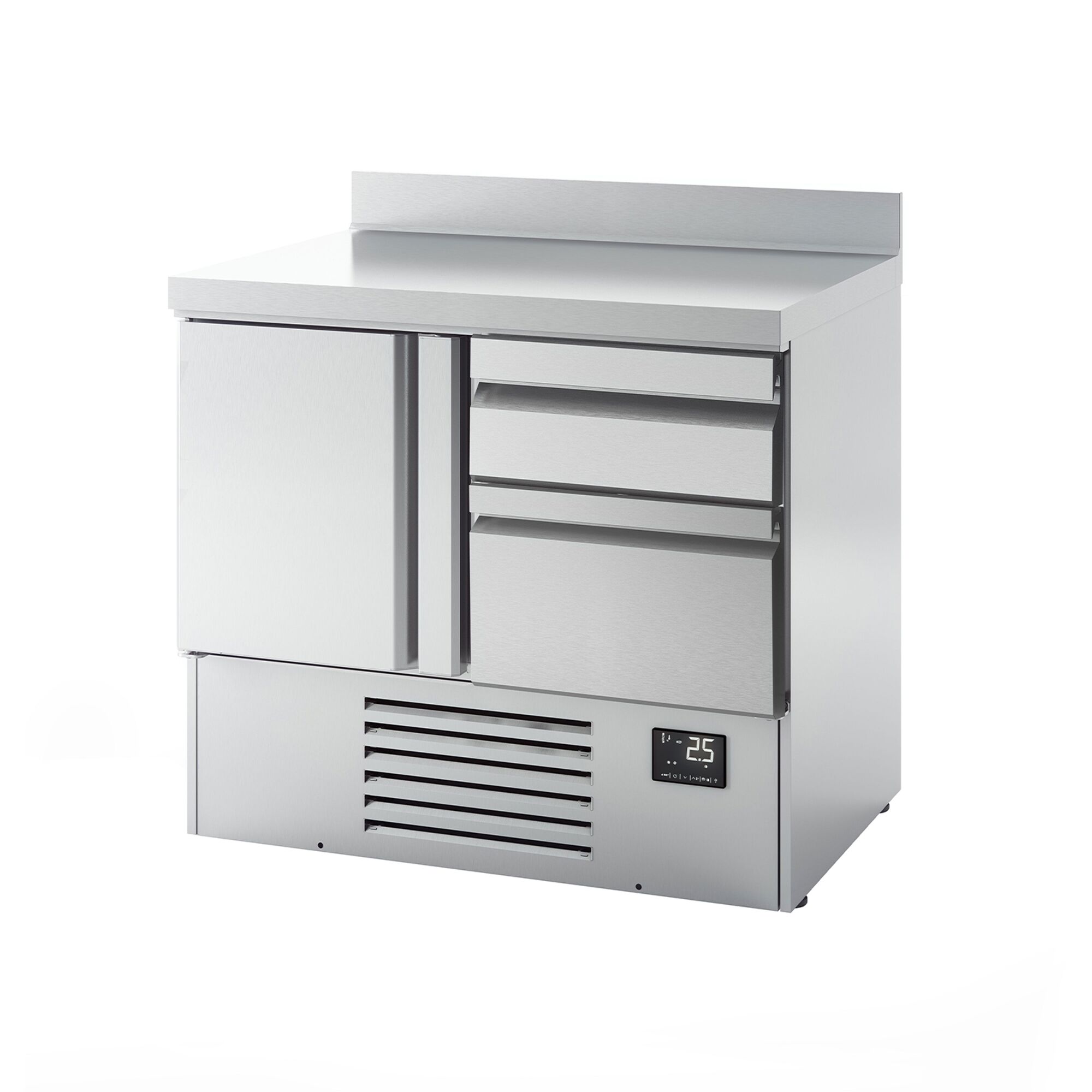 Table réfrigérée Premium PLUS - 980 x 700 mm - avec 1 porte - 2 tiroirs - avec dosseret