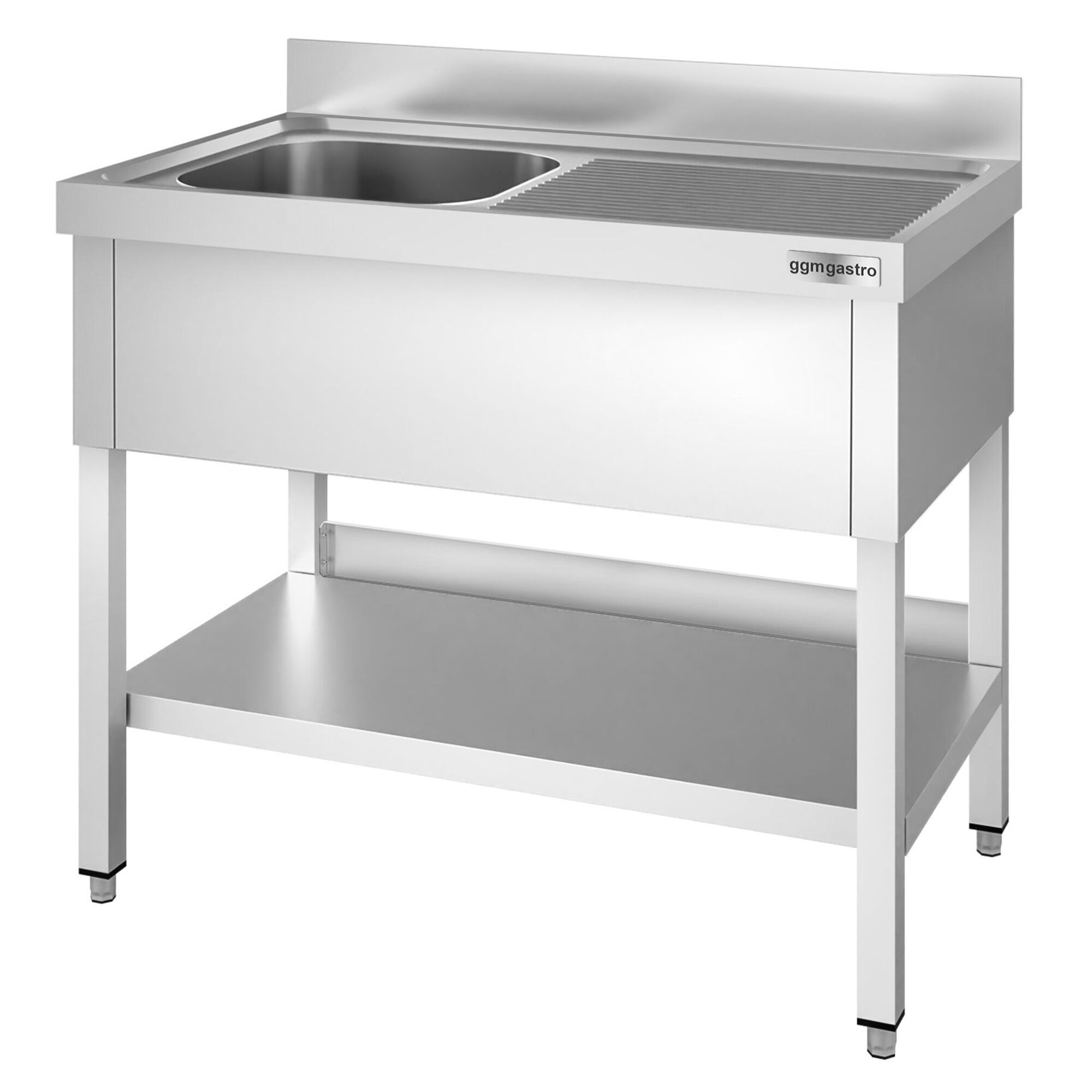 Plonge en inox PREMIUM - 1000x600mm - avec étagère basse - 1 bac à gauche