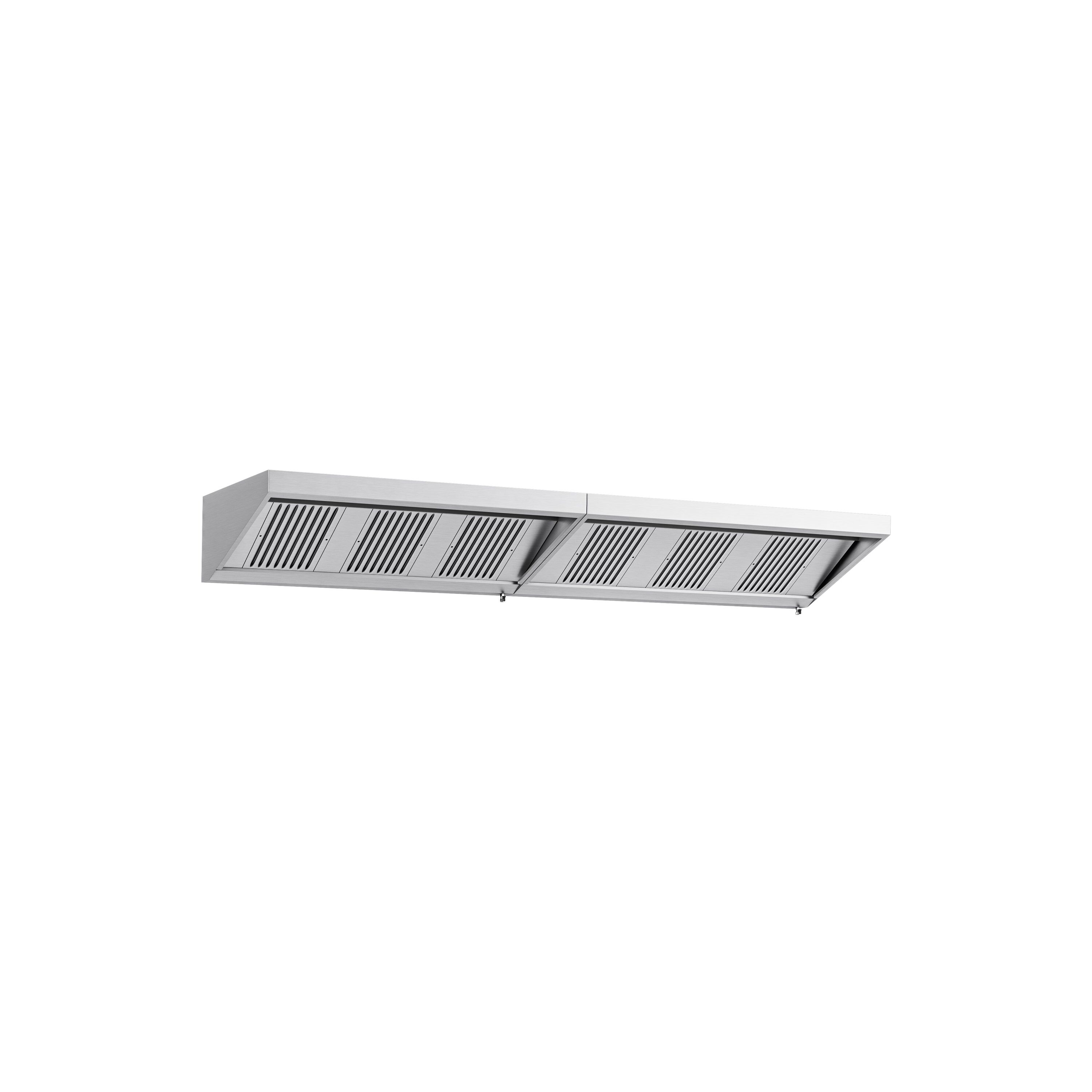 Commercial Wall-Mounted Extraction Canopy - 3800mm - with Baffle Filters & LED Lighting