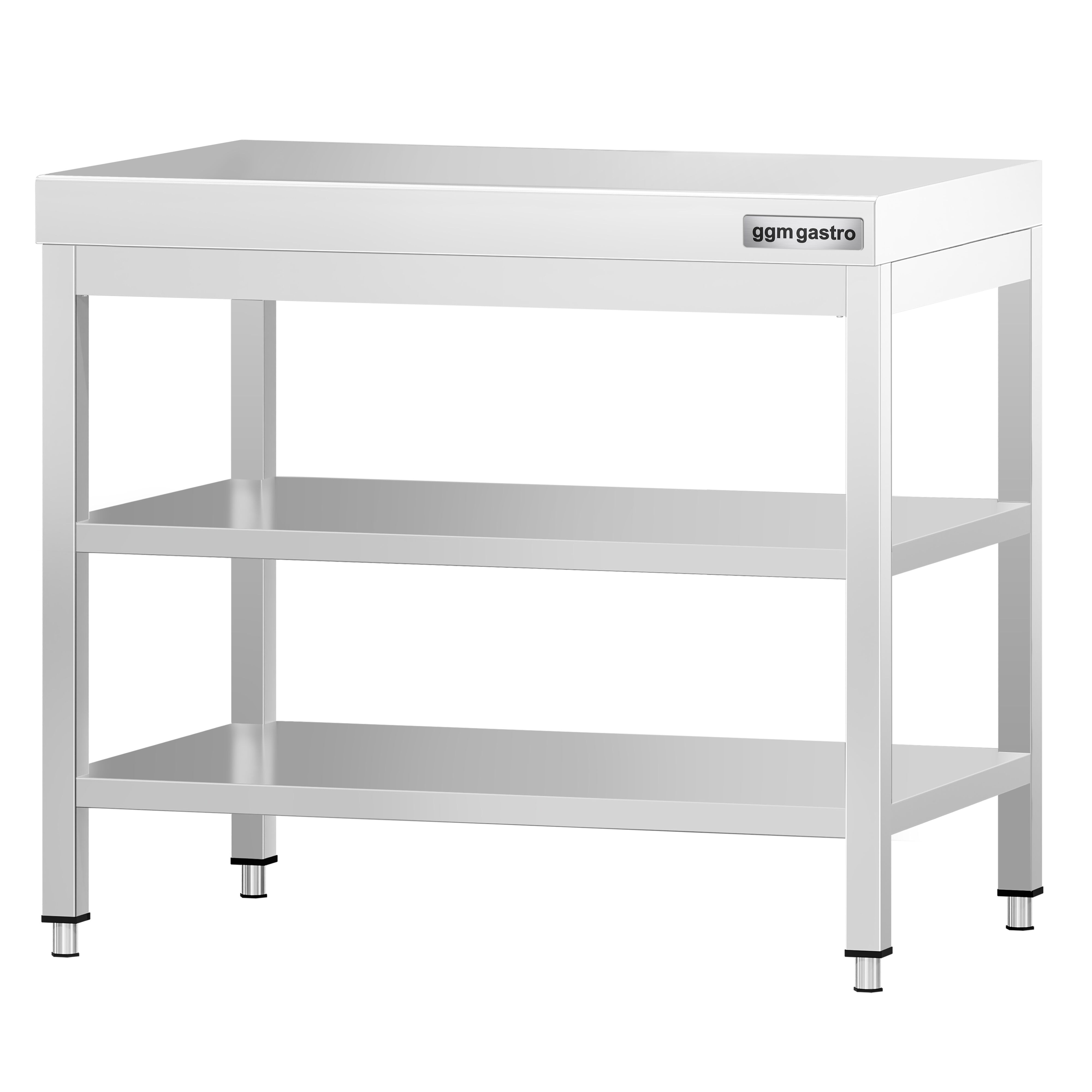 Table de travail inox PREMIUM - 700 x 600 mm - avec tablette inférieure & Tablette intermédiaire