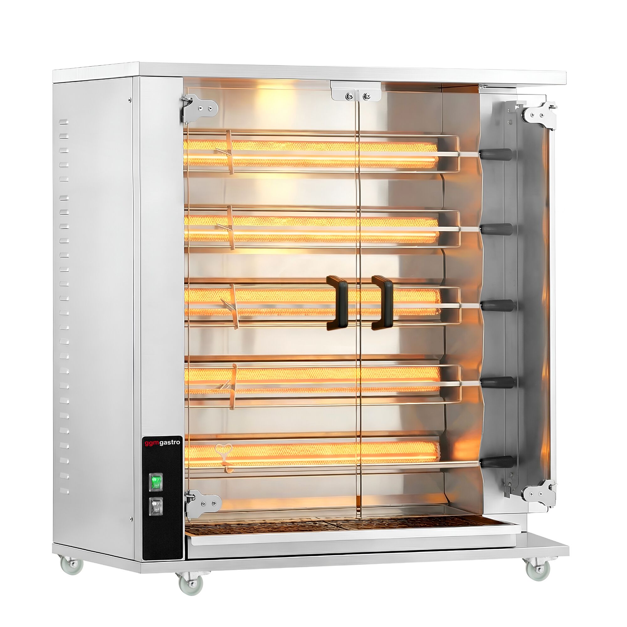 Gaz Rôtissoire à poulets Verticale - 5 broches - avec pour jusqu’à 25 poulets - 23,5kW
