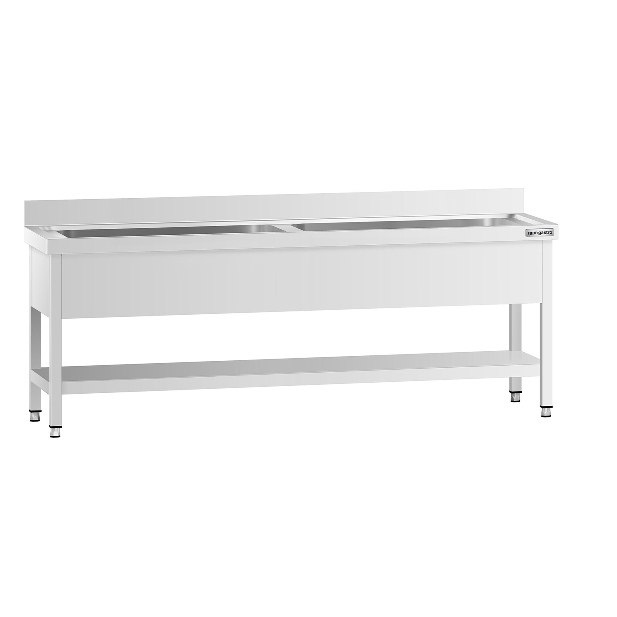 Topfspültisch Premium - 2000x700mm - mit Grundboden & 2 Becken
