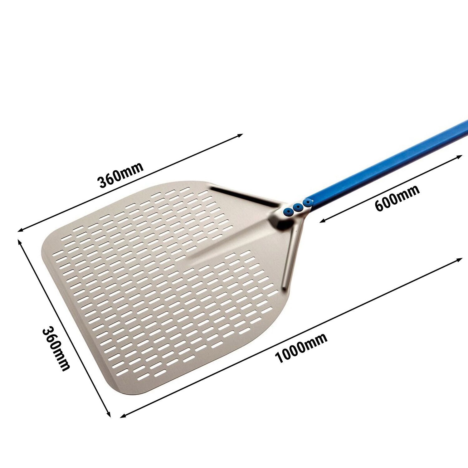 Pelle à pizza ronde - AZZURRA - Aluminium - Ø360mm - perforée - manche 60cm