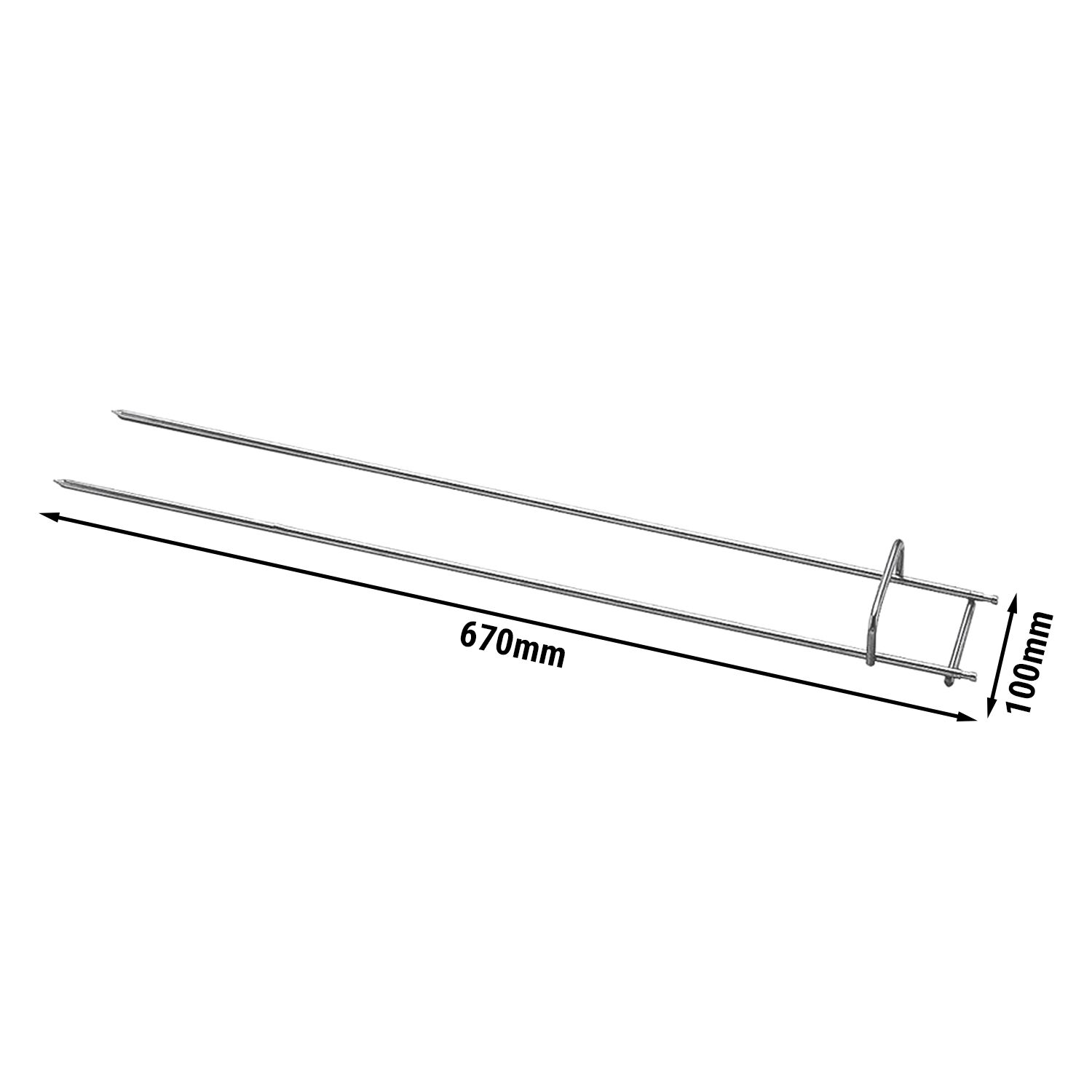 Double Spit for Chicken Grills - 670x100x30mm - Stainless Steel - for EM420 Series
