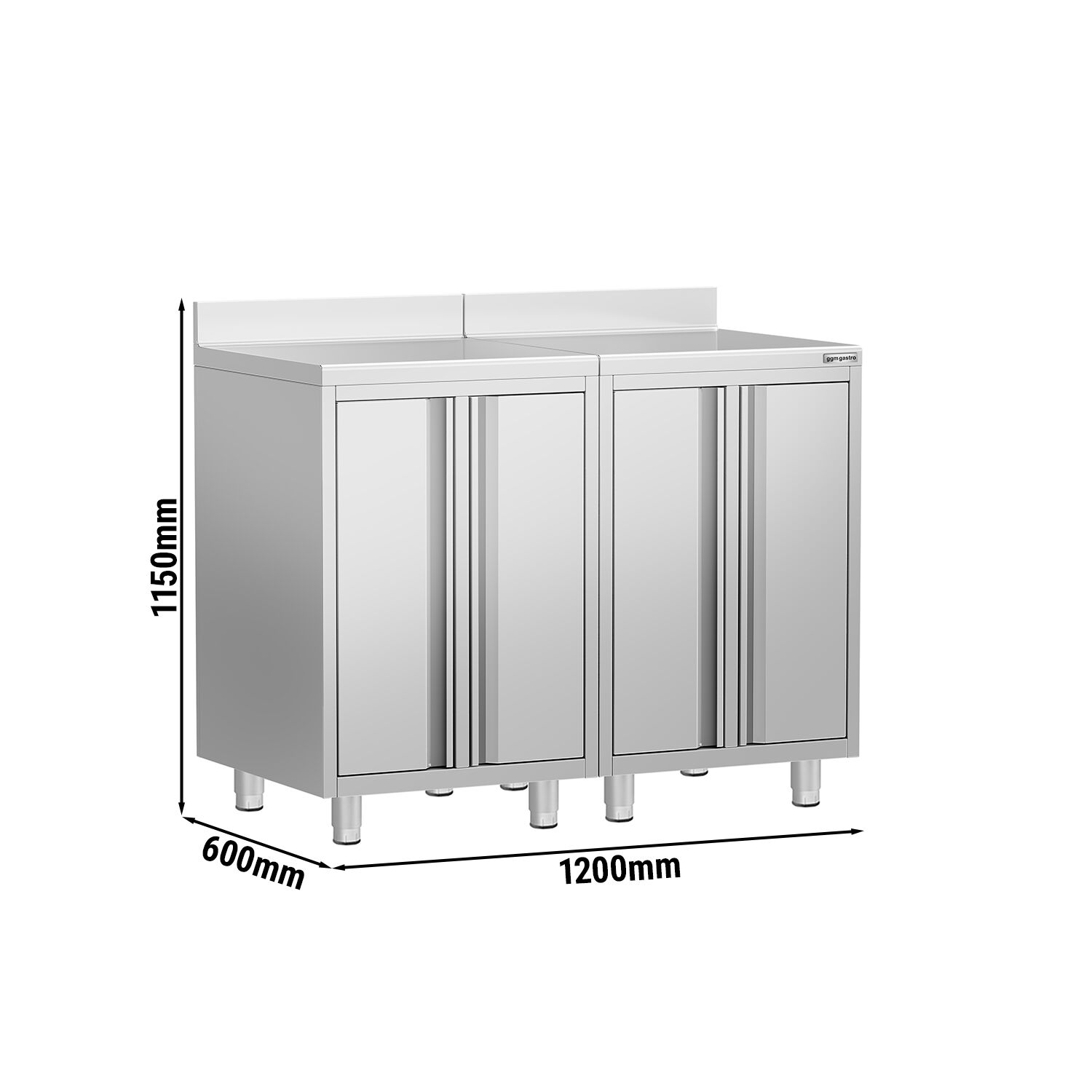 Armoire de travail PREMIUM pour machine à café filtre - 1200x600mm - avec dosseret - 4 portes battantes