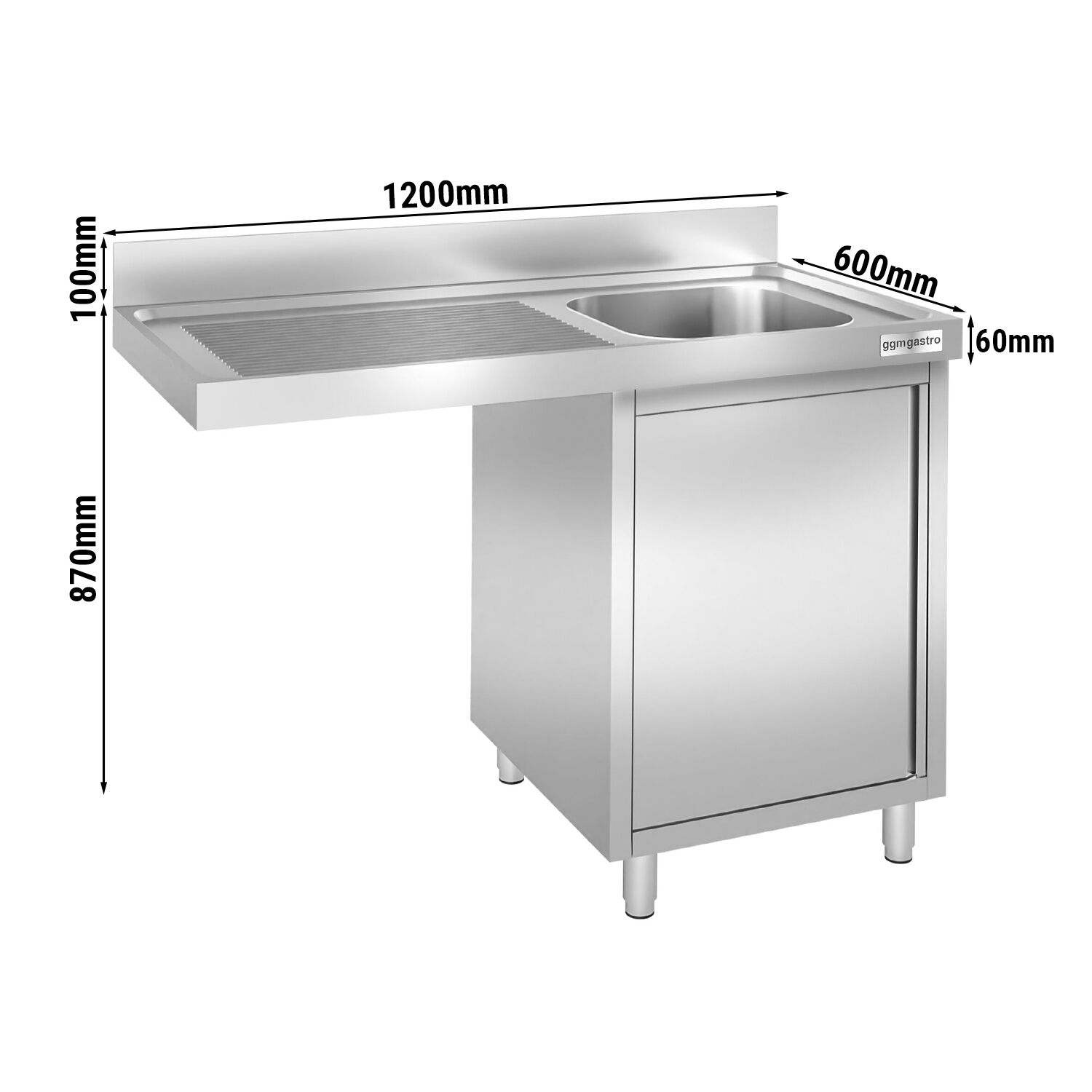 Spülmaschinen-Spülschrank - 1200x600mm - mit 1 Becken rechts