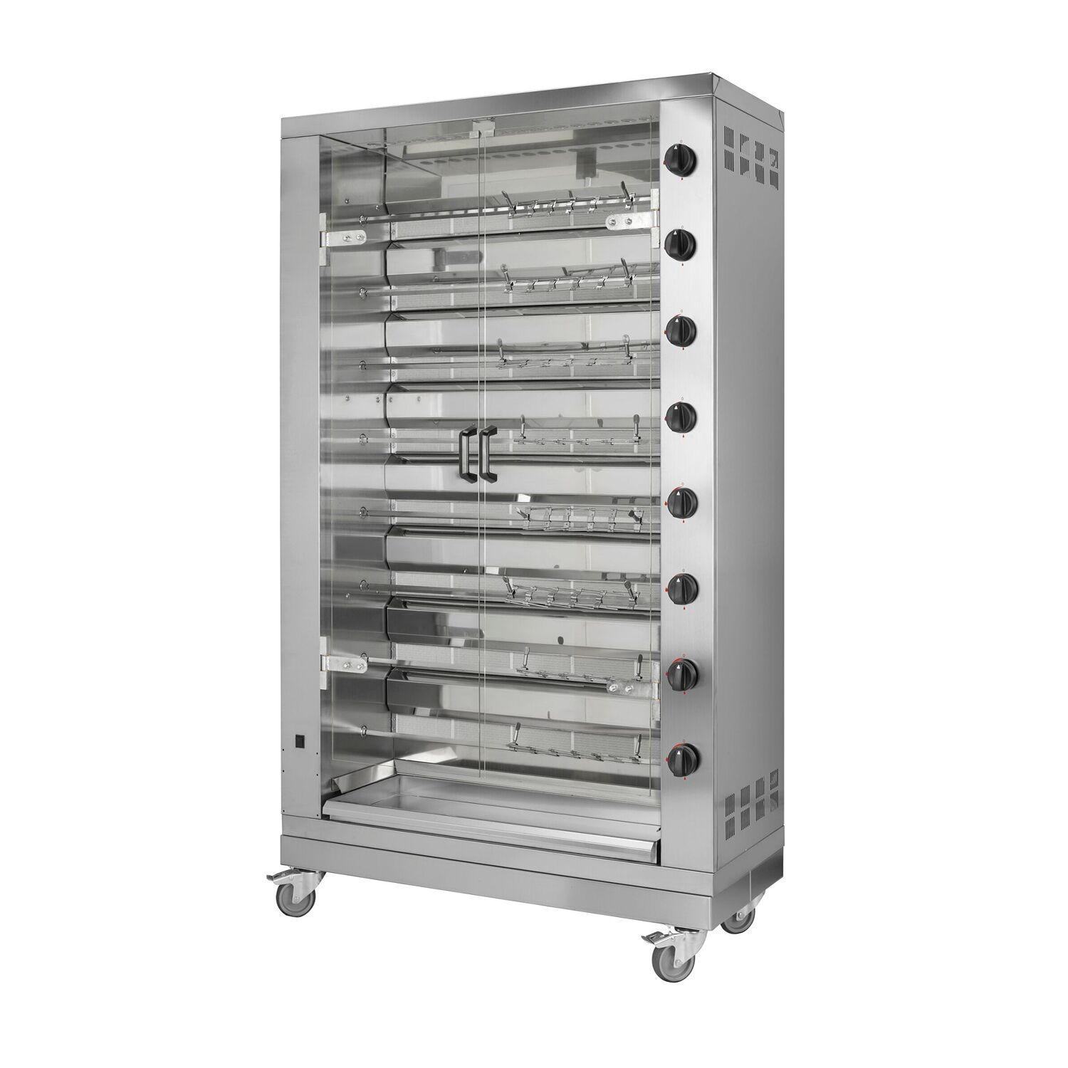 Gaz Rôtissoire à poulets Verticale - 8 broches pour jusqu’à 48 poulets - 47,6kW