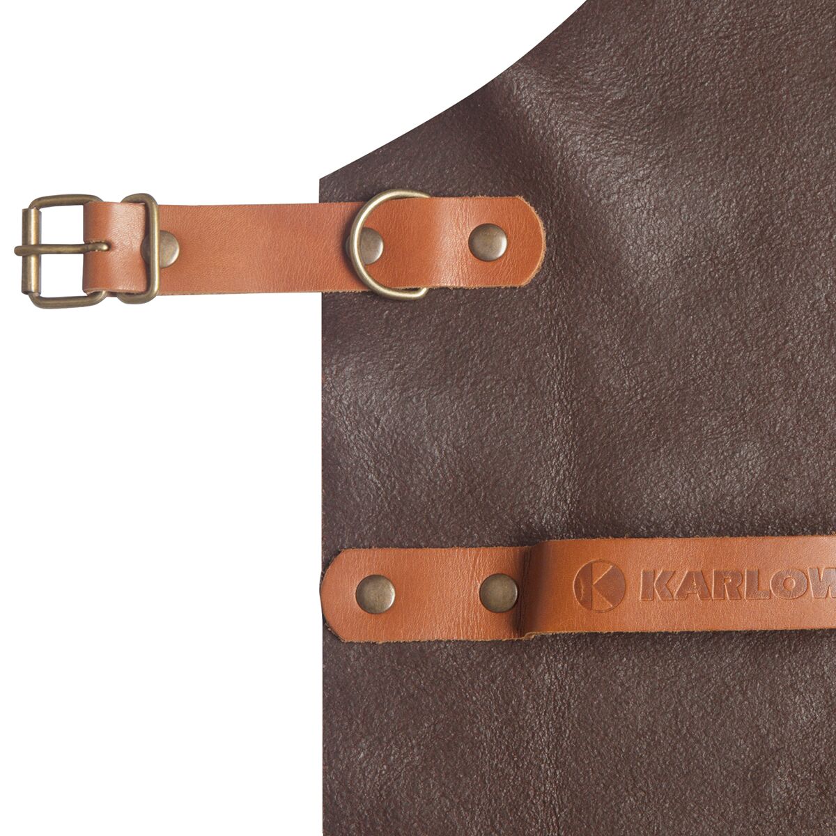 KARLOWSKY | Tablier à bavette en cuir - Moka