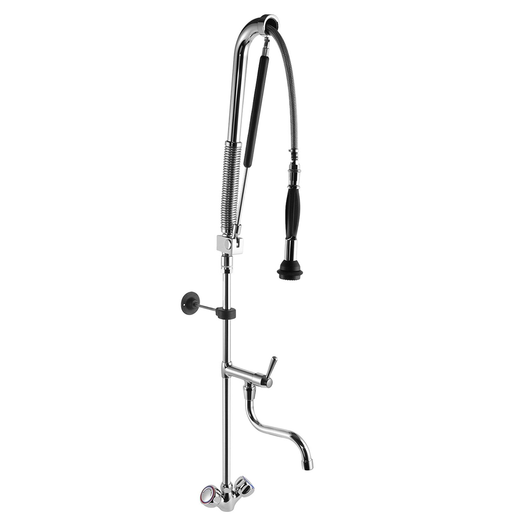 Torneira de pré-lavagem 8000 - com bica giratória 360°, monocomando & chuveiro de mão - ligações 1/2" & 3/4" | 140x430x1110mm