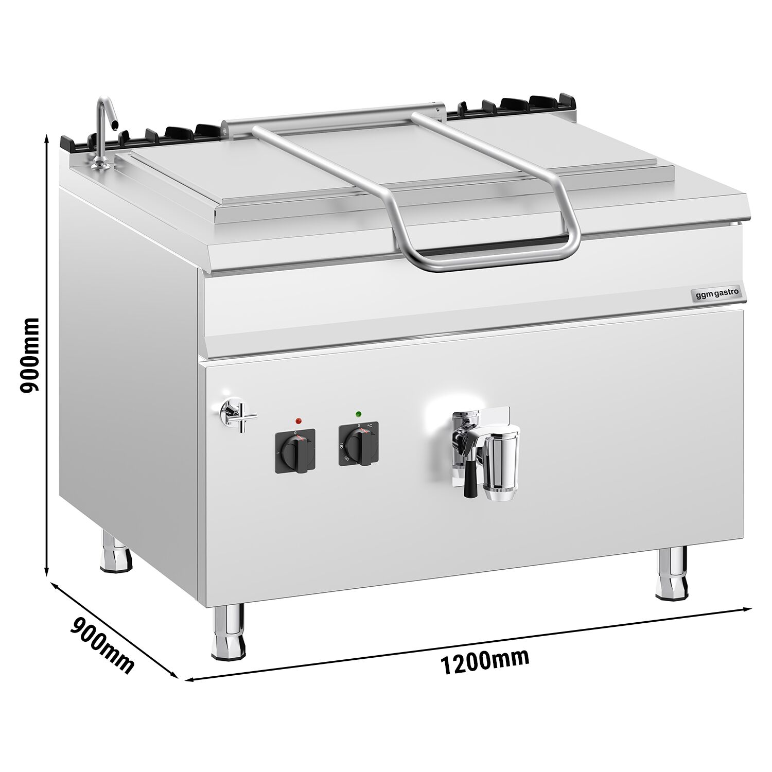 Marmite électrique de cuisson - 250 litres - 24 kW - chauffage indirect - avec arrivée d’eau et robinet de vidange