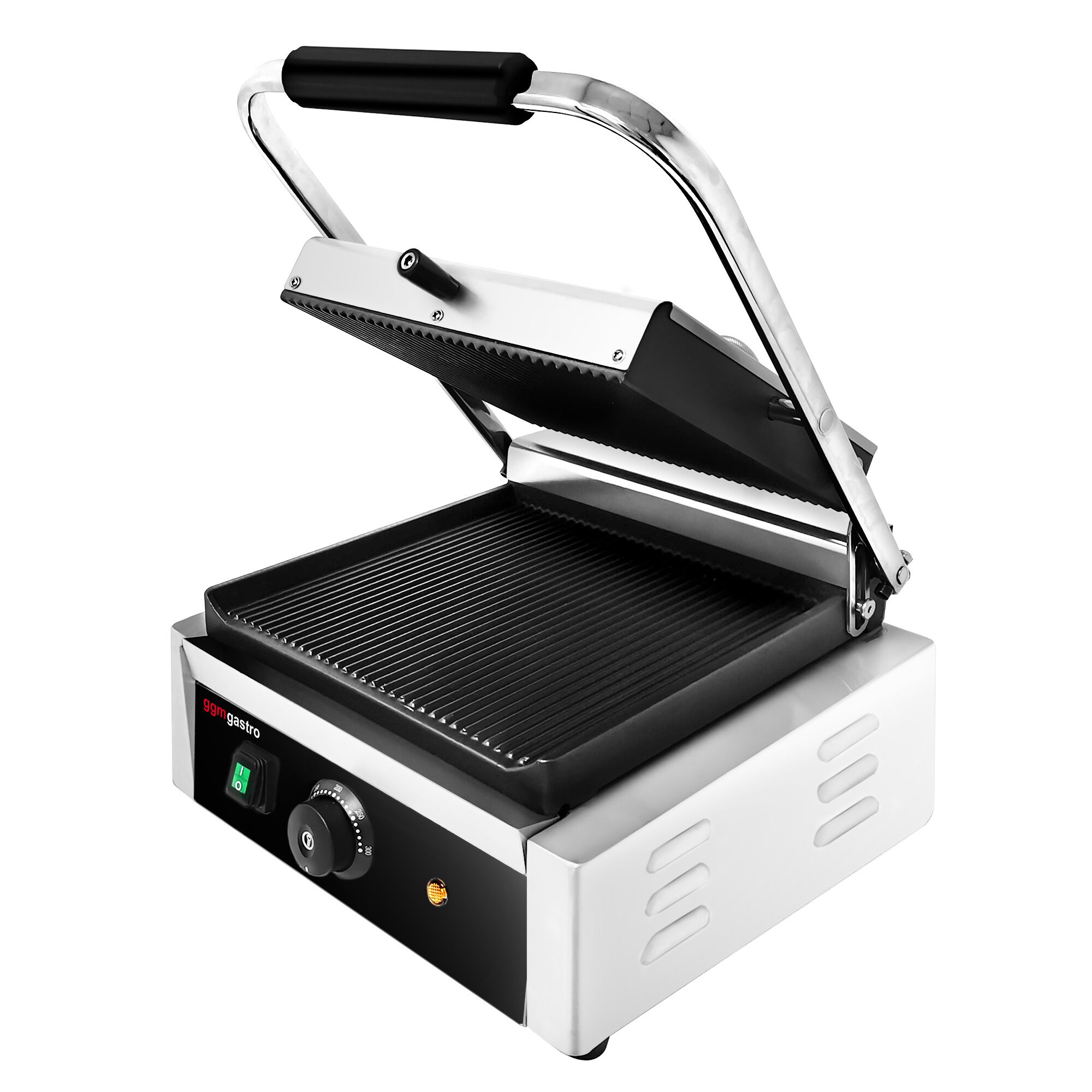 Presse à Panini / Gril de contact - 2kW - Plaques rainurées - Surface de cuisson : 270x255mm