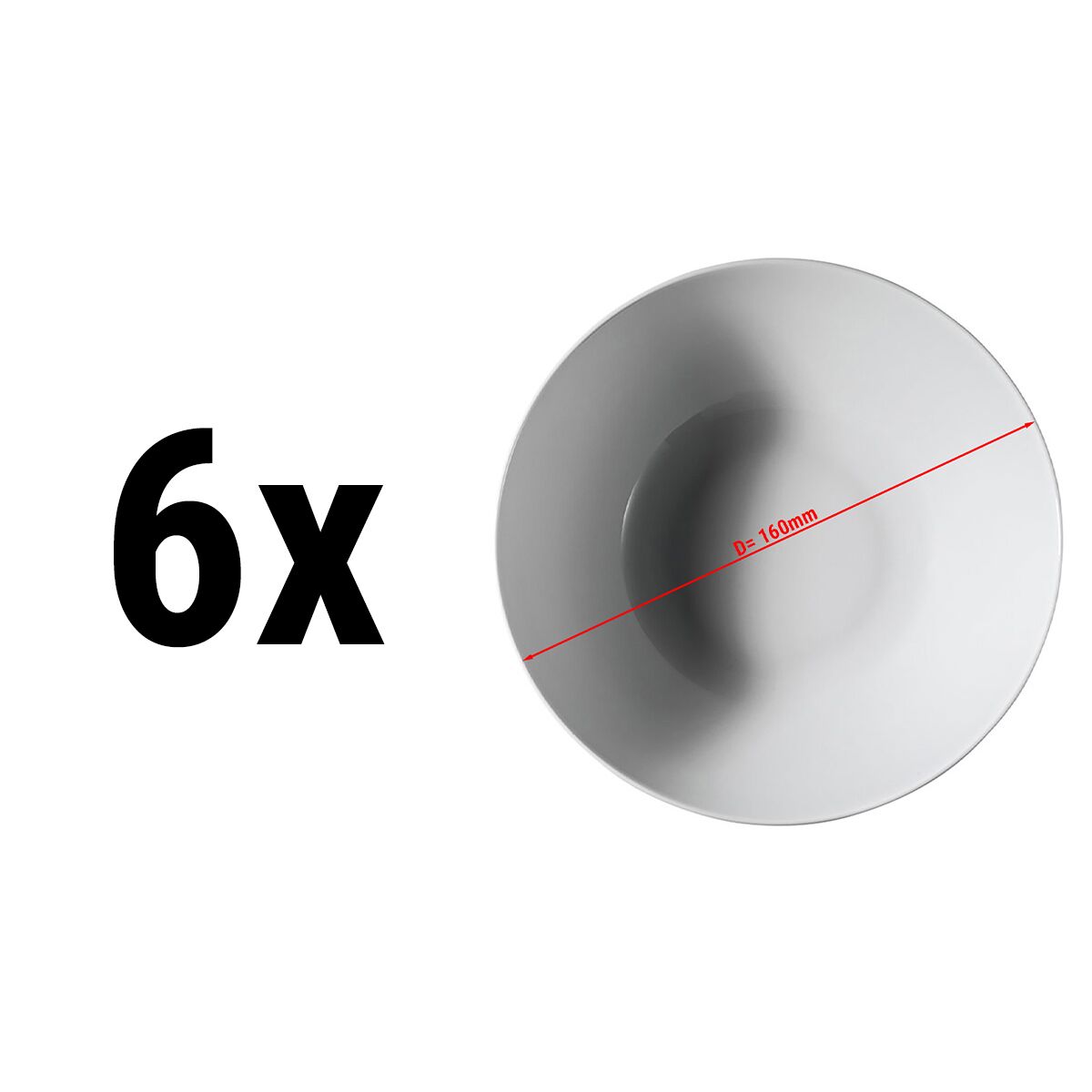 (6 pièces) PERA blanc - Bol à dessert / salade - Ø 160 mm - blanc