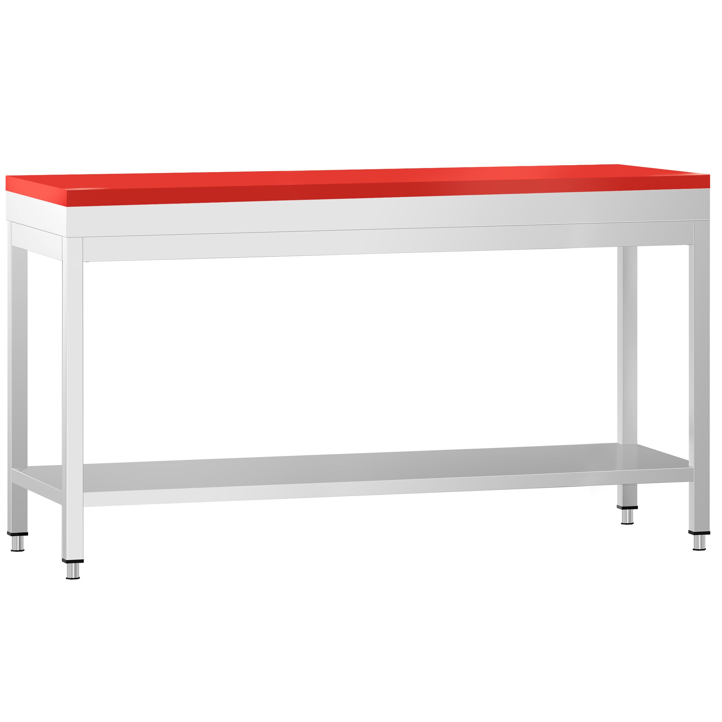 Table de travail inox PREMIUM - 2000 x 700 mm - avec tablette inférieure - incl. Planche à découper Rouge