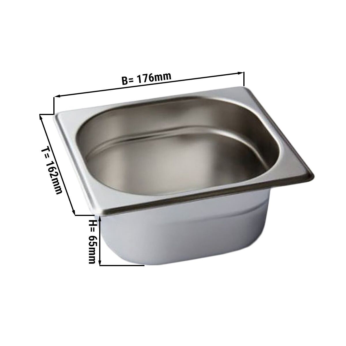 Kantin i rostfritt stål GN 1/6 - Djup: 65 mm