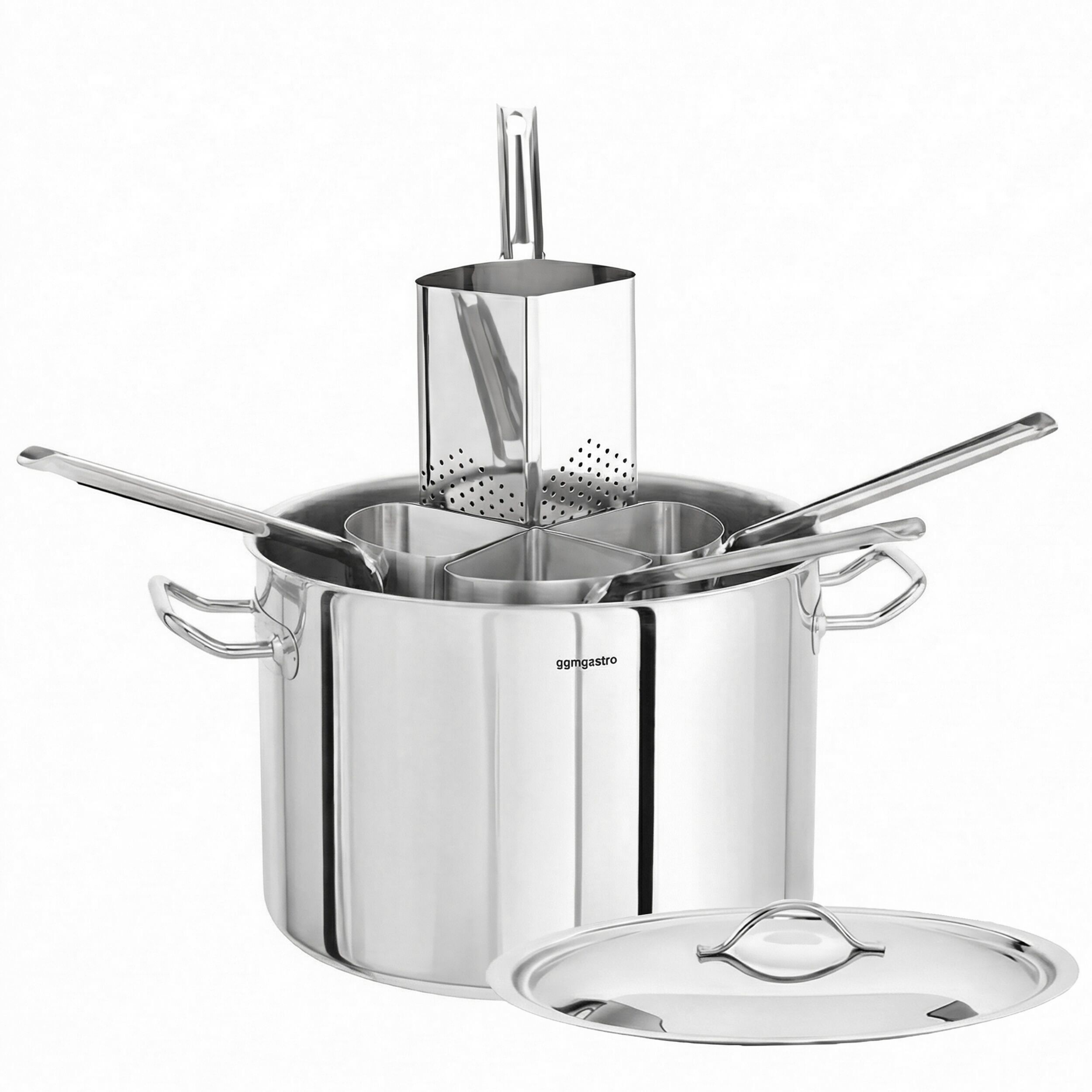 Marmite à Pâtes avec Paniers - Acier Inoxydable - 32 L - Ø 400 mm - incl. 4 Paniers - Compatible Induction