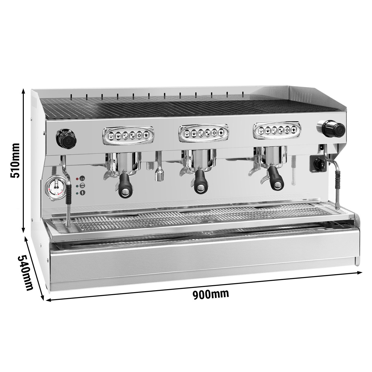 Machine à café porte-filtre « Allegro » – 3 groupes – avec système de préinfusion inclus