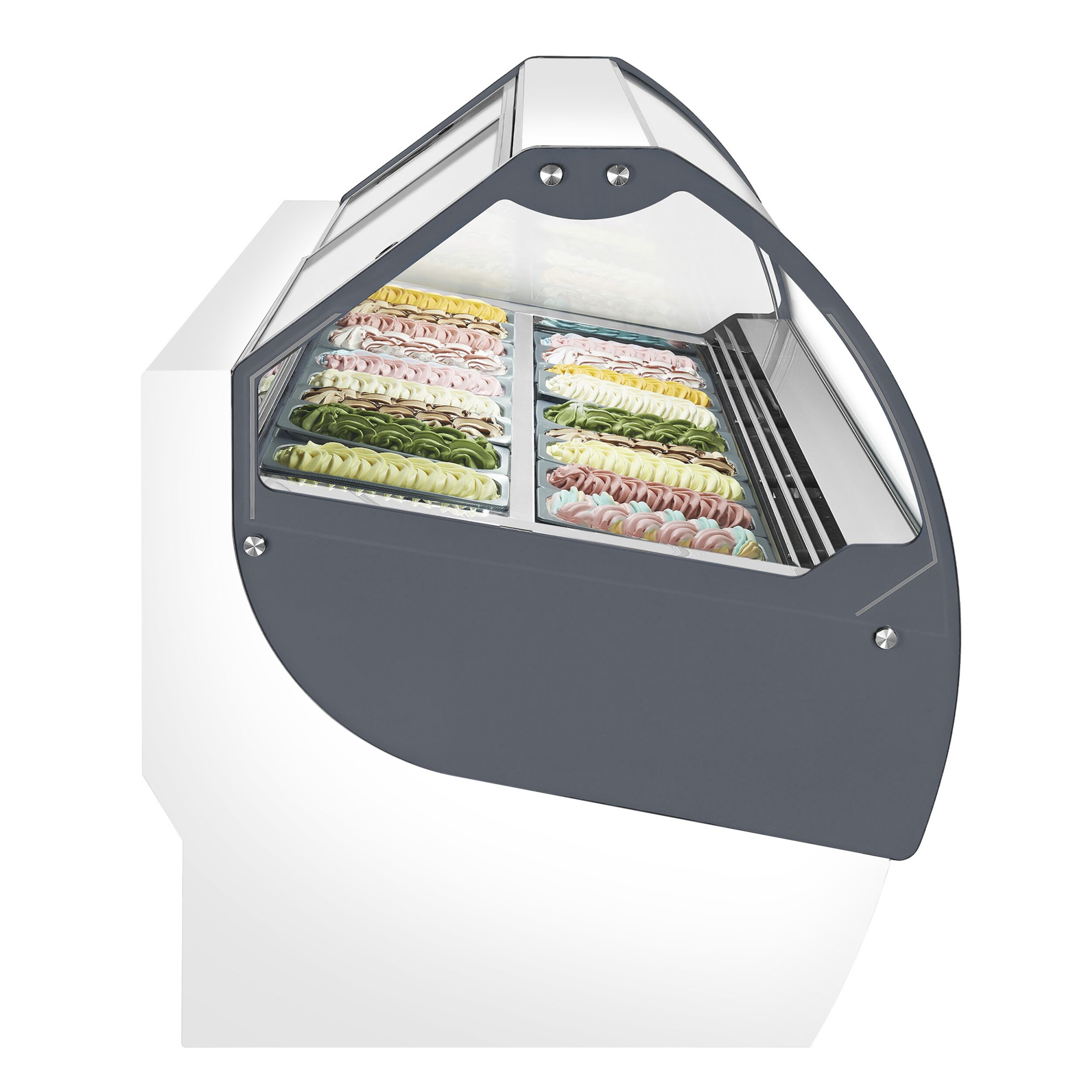 Vitrine à glace NOLAN – 1730 mm – refroidissement ventilé – pour 18 bacs à glace de 5 litres – Blanc