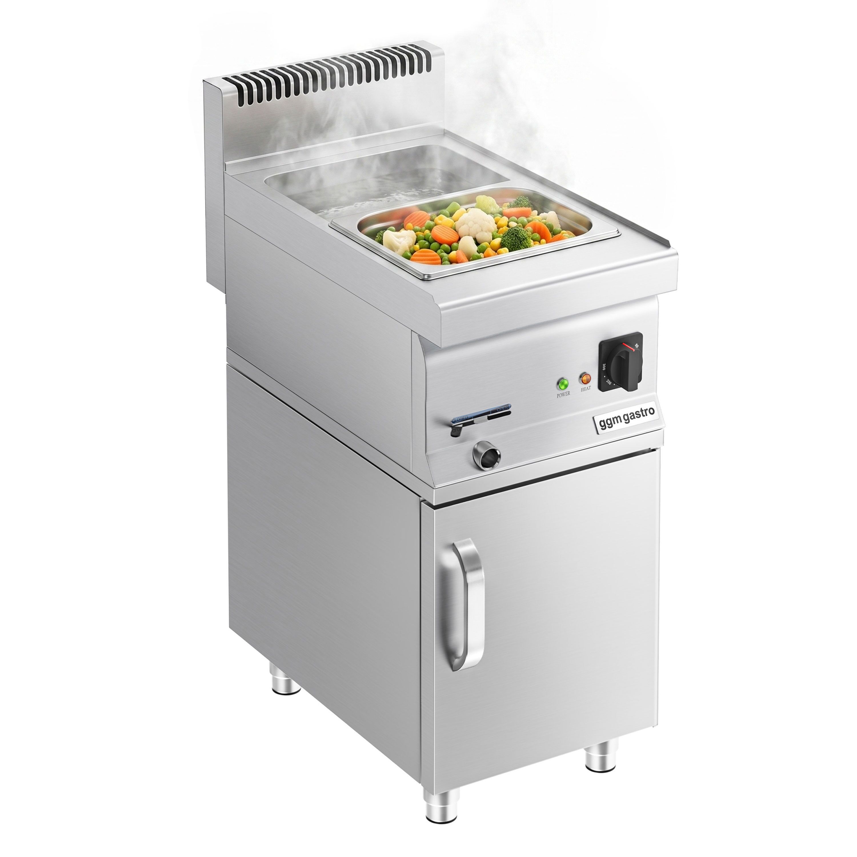 Elektro Bain-Marie - 1,2 kW - 1x GN 1/1 oder 2x GN 1/2 - inkl. Unterbau mit 1 Tür