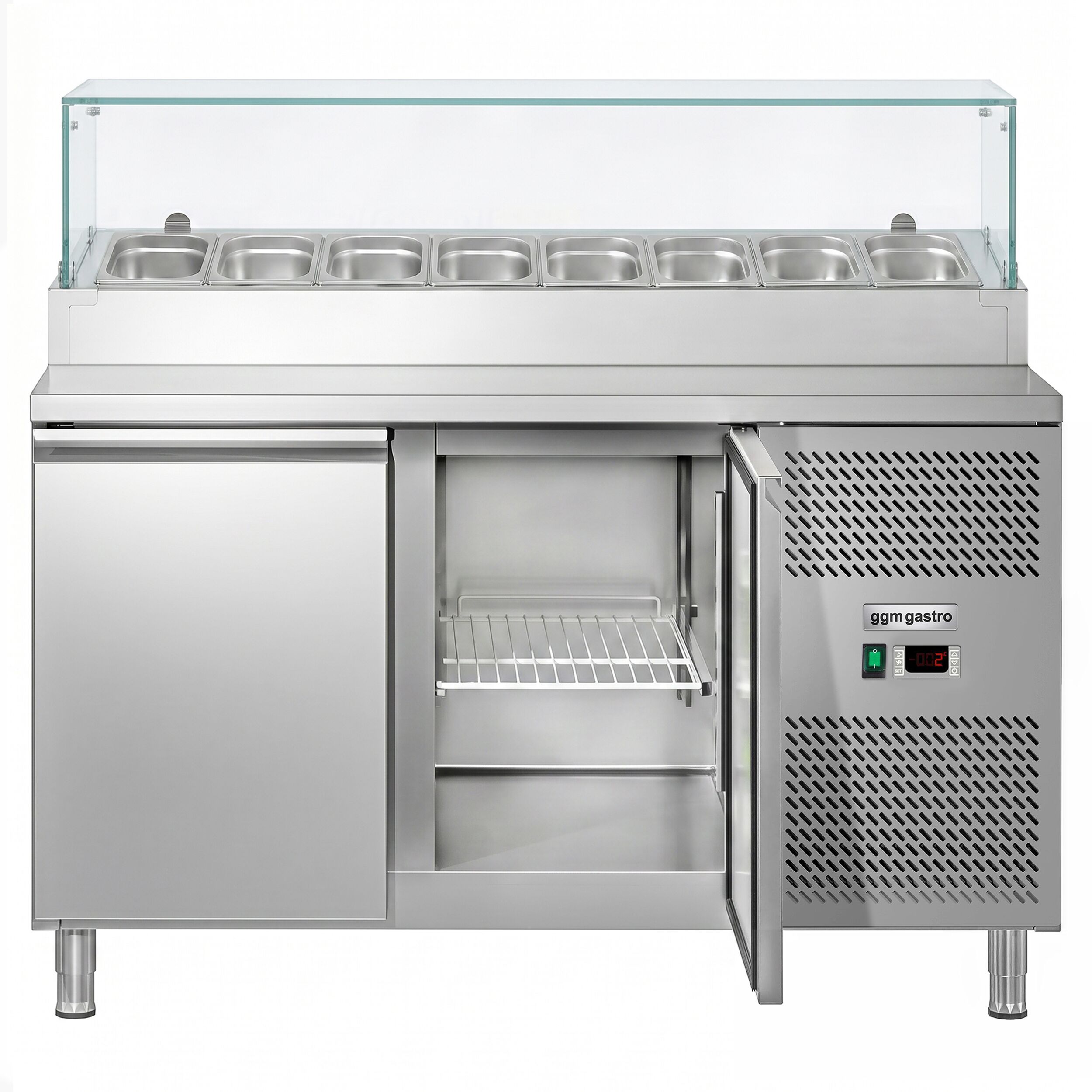 Zubereitungstisch ECO - 1510mm - 2 Türen - mit Glasaufsatz - für 8x GN 1/3