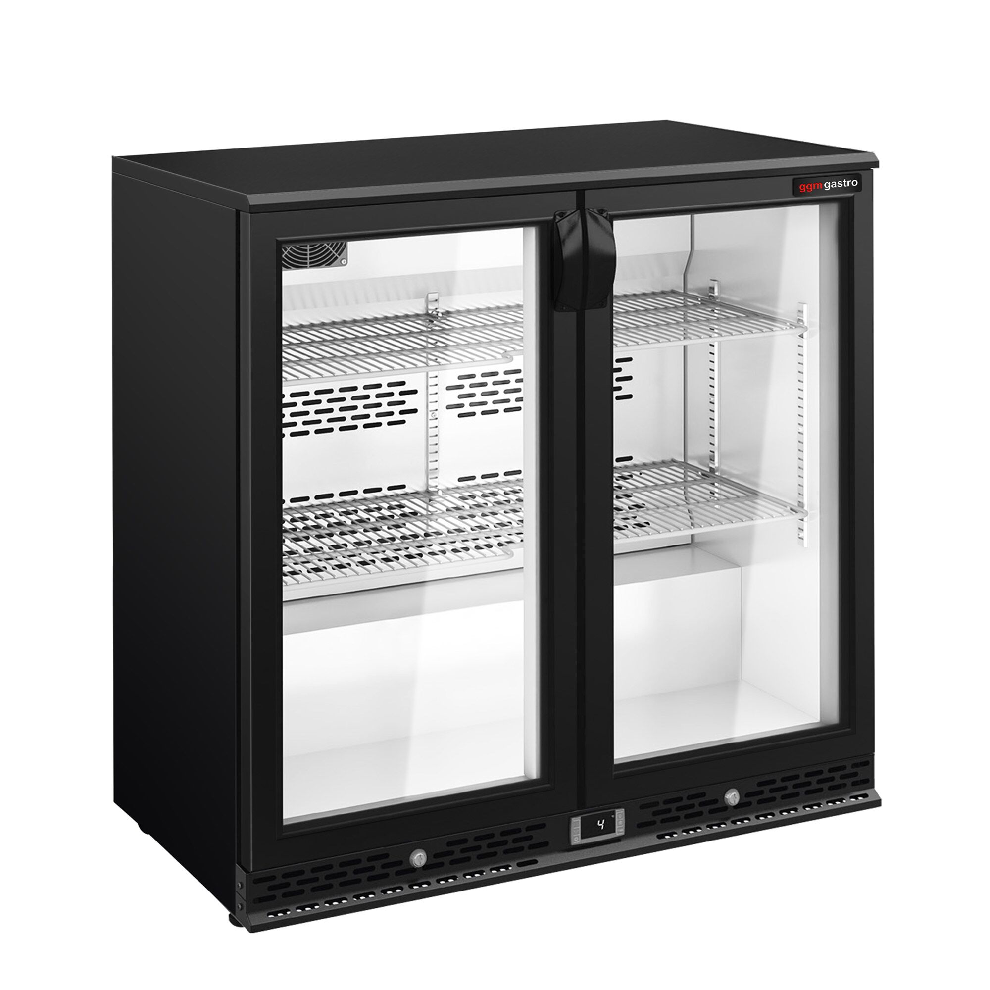 Commercial Back Bar Cooler PREMIUM PLUS - 900mm - 193L - with 2 glass hinged doors - Black