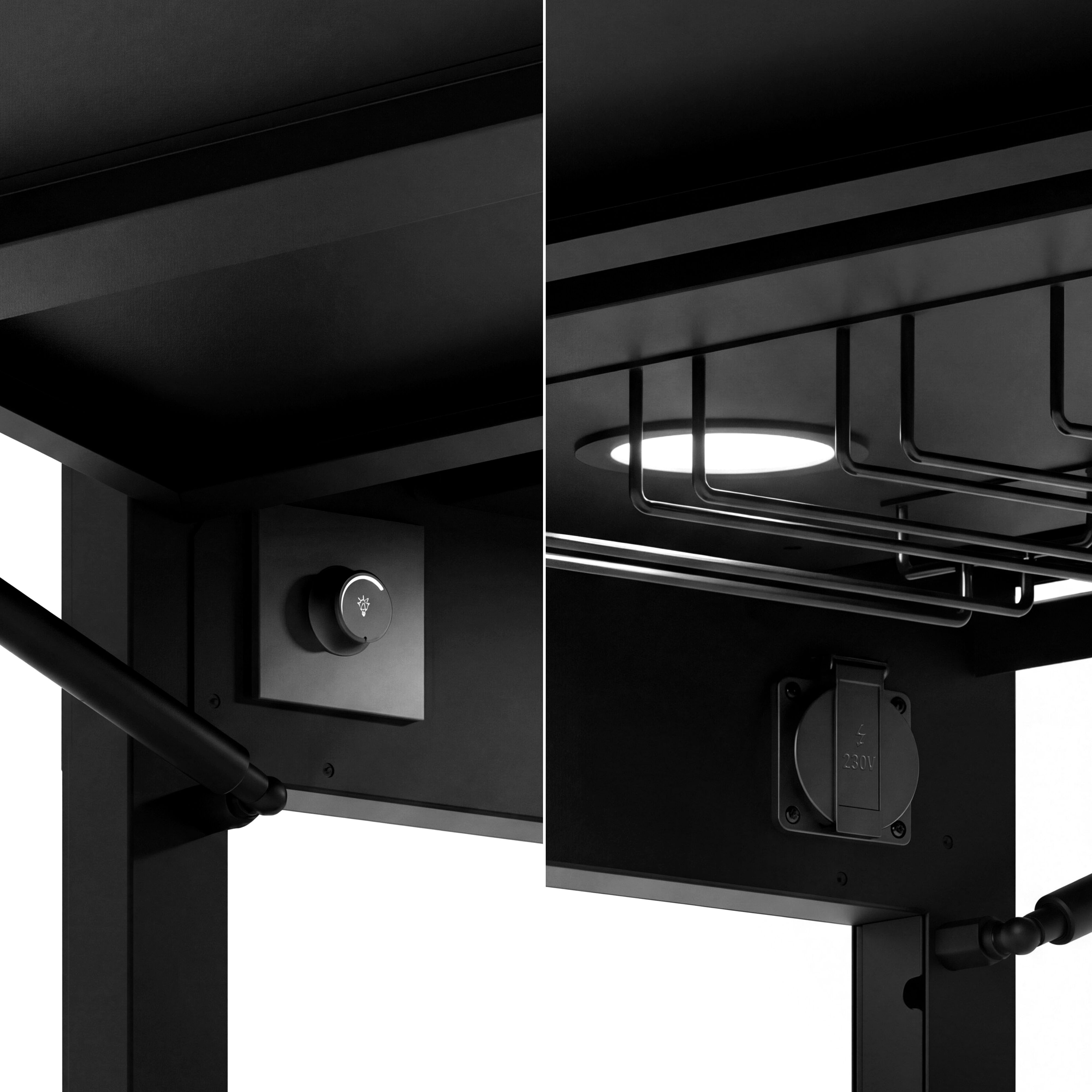 Station de cocktail mobile – avec réfrigérateur de bar, plan de travail, porte-verres et éclairage LED – rabattable