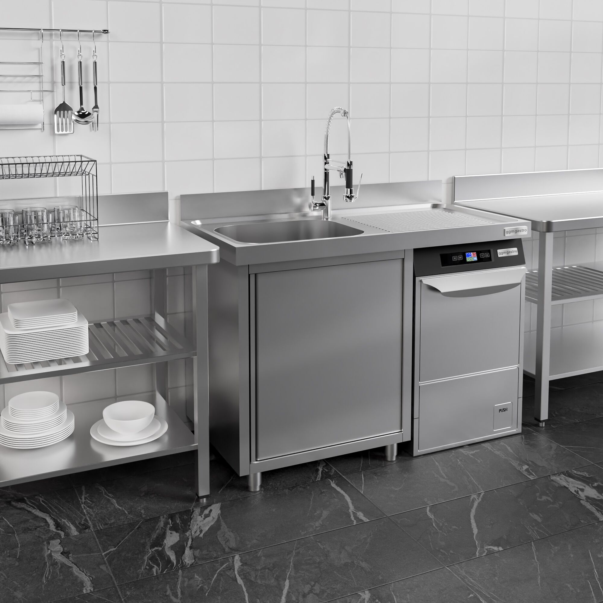 Diskbänk med underskåp - 1200x700 mm - med 1 ho vänster
