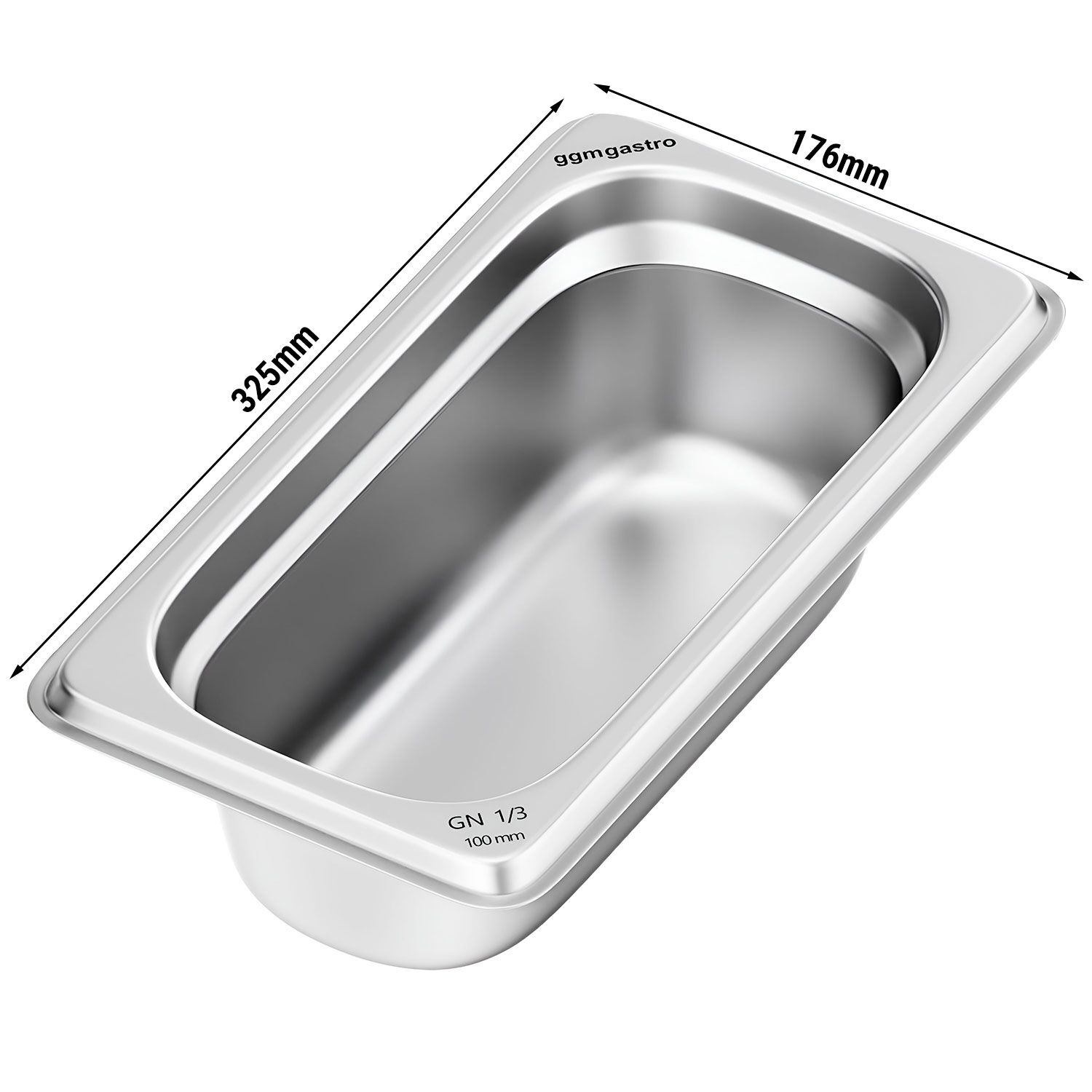 (6 pièces) Bac GN 1/3 en inox - Hauteur : 100 mm