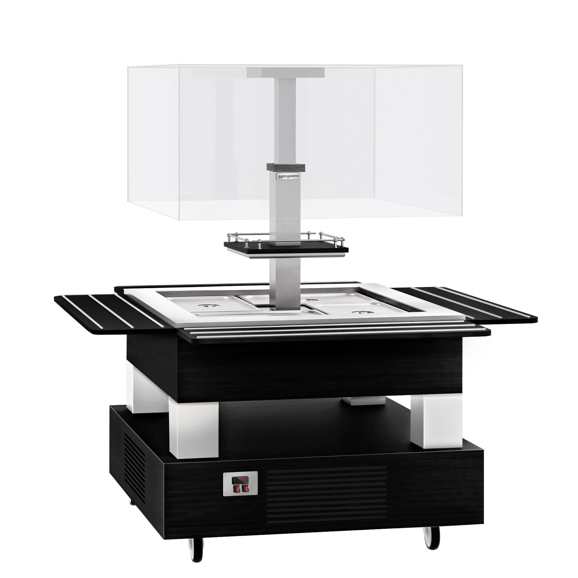 Salatbar Kaltbuffet DUBLIN - 1600mm - mit geradem Glasaufsatz - für 4x GN 1/1 - Schwarz
