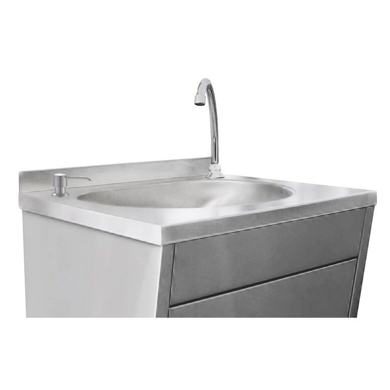 Commercial Hand Wash Sink - Stainless steel - with foot-operated tap, soap dispenser
