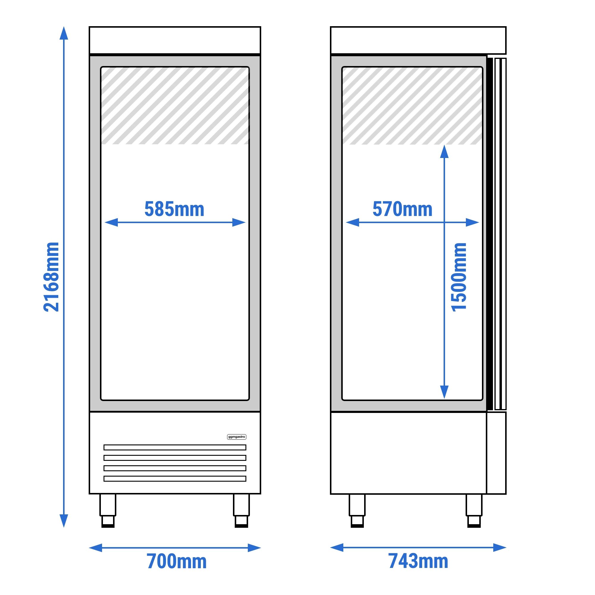Armoire réfrigérée vitrée positive en acier inoxydable AISI 430 PREMIUM - 600 L - avec 1 porte vitrée & Glissières GN & 4 grilles GN 1/1 - Pré-équipée LED
