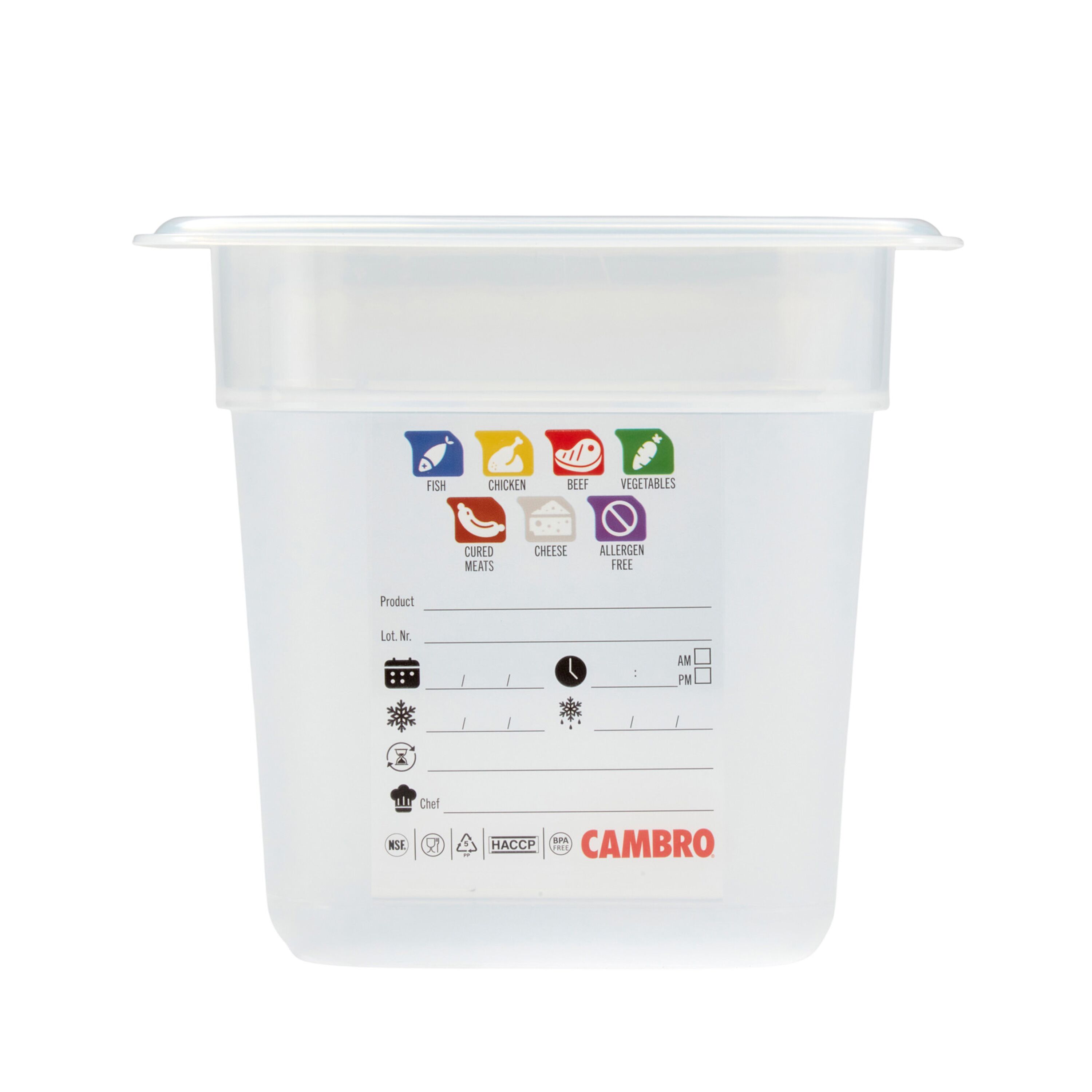 (6 pièces) CAMBRO | SafeTrak - Récipients en polypropylène GN 1/6 - laiteux - Hauteur : 150mm