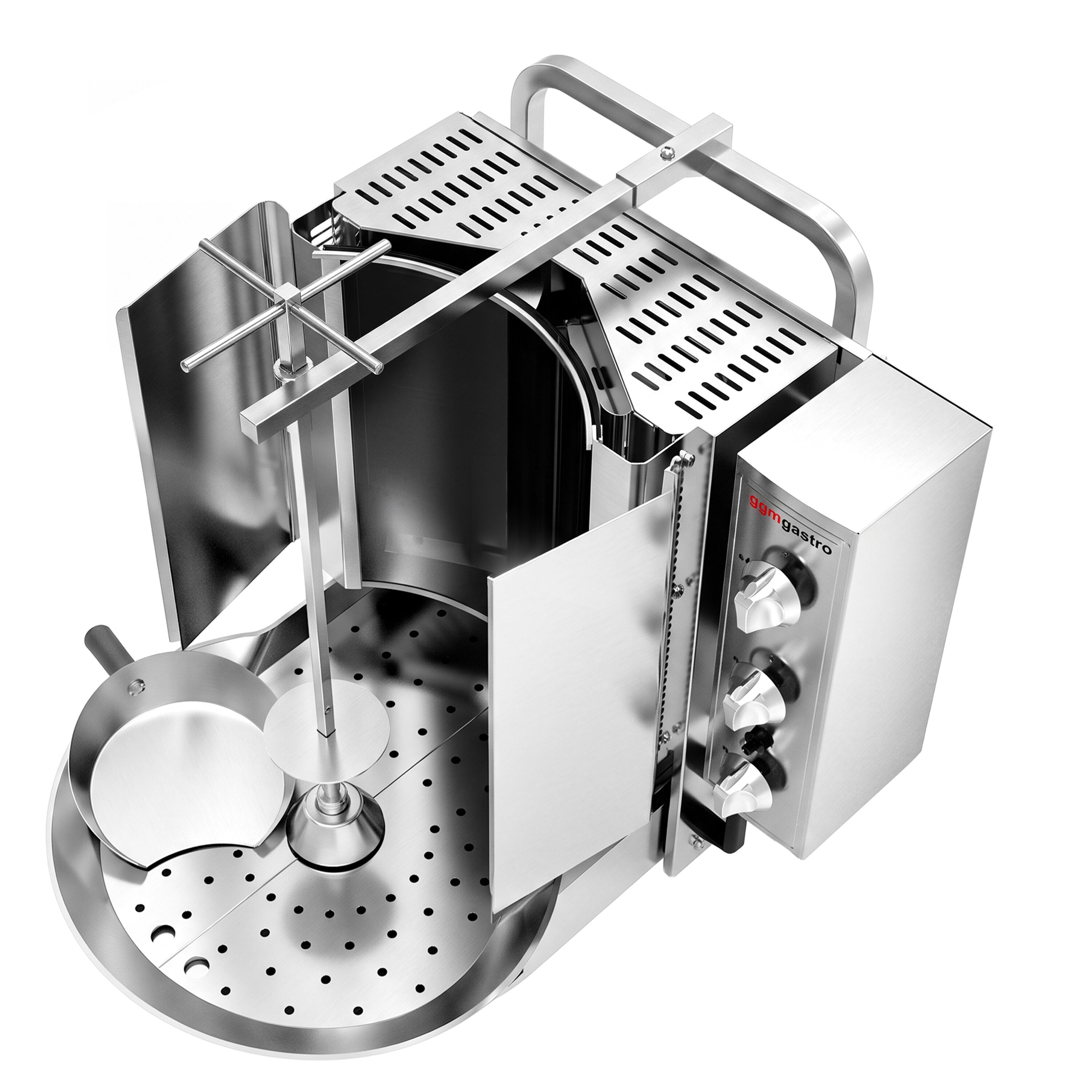 Gas Doner Kebab Grill (Shawarma/Gyros) – with Bottom Motor – ROBAX® Glass – 6 Burners – max. 60 kg – 12 kW