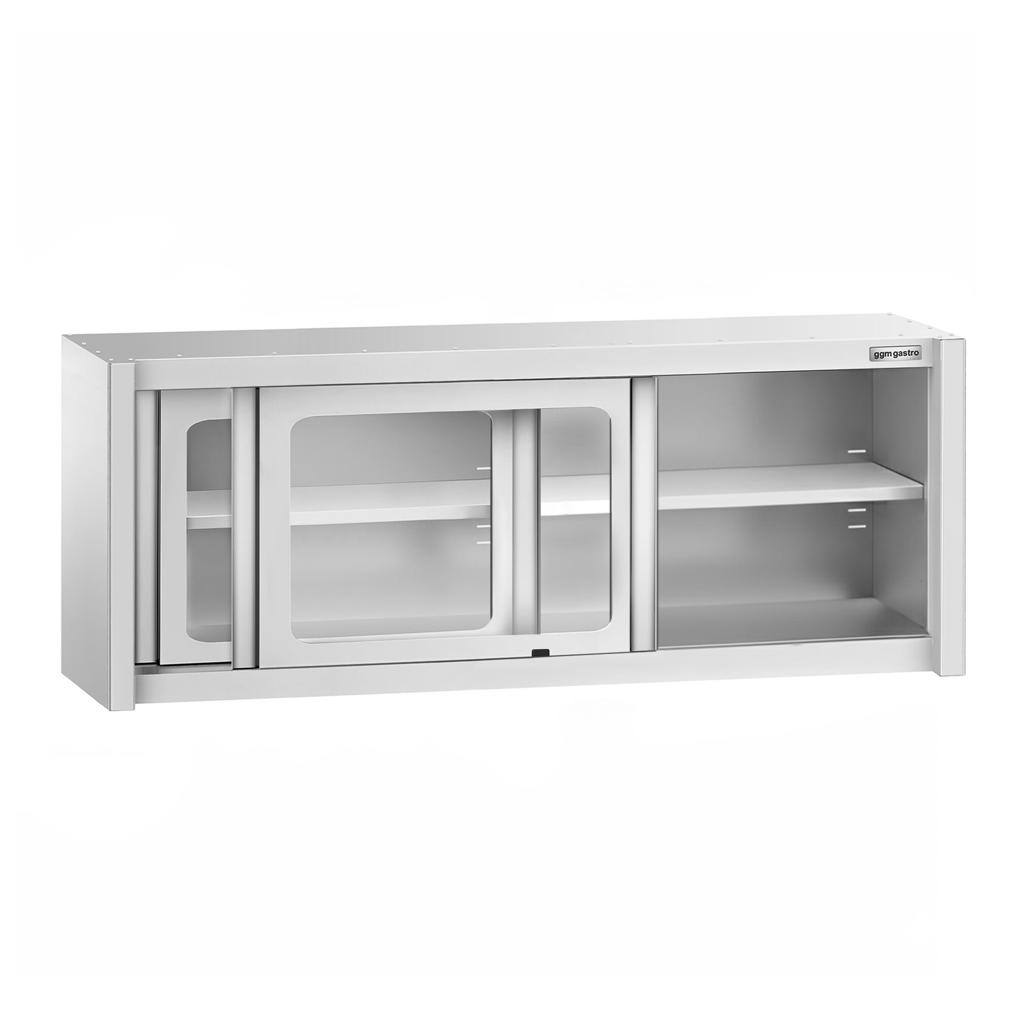 Armoire murale en acier inoxydable - 1800x400mm - avec portes coulissantes vitrées - 650mm de haut
