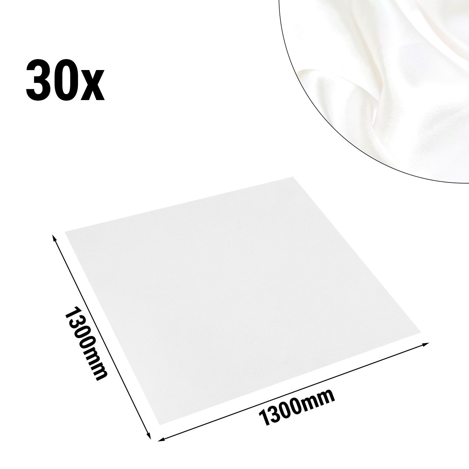 (30 pièces) Nappe damassée Porto - satin lisse - 220 g/m² - 130 x 130 cm - Blanc