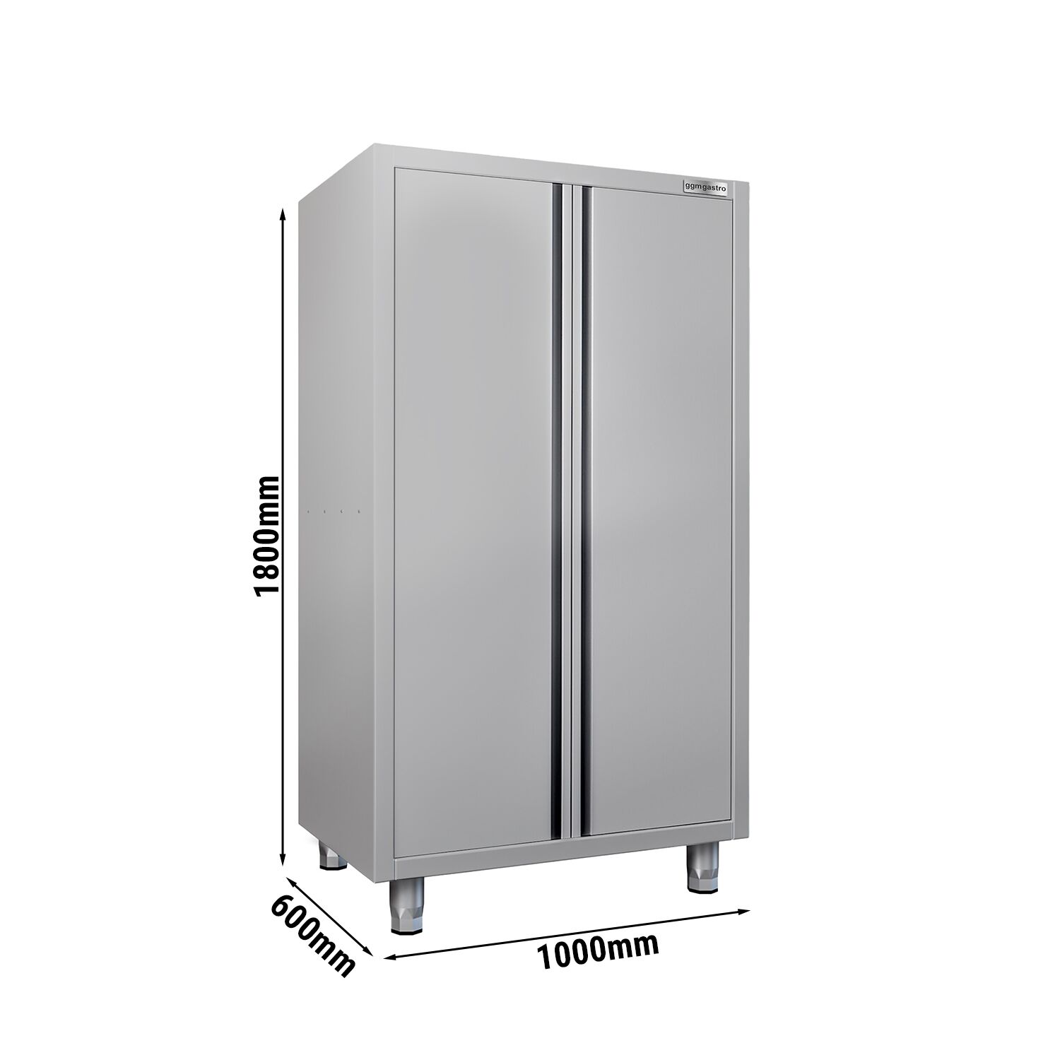 Armoire haute en inox ECO - 1000x600mm - 2 portes battantes - Hauteur: 1800mm