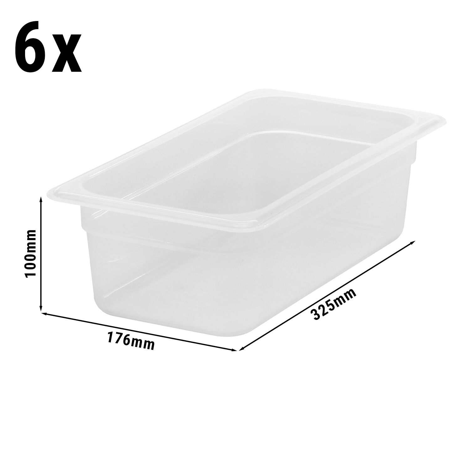 (6 pieces) CAMBRO | Gastronorm Container - 1/3 - Polypropylene - Translucent - 100 mm