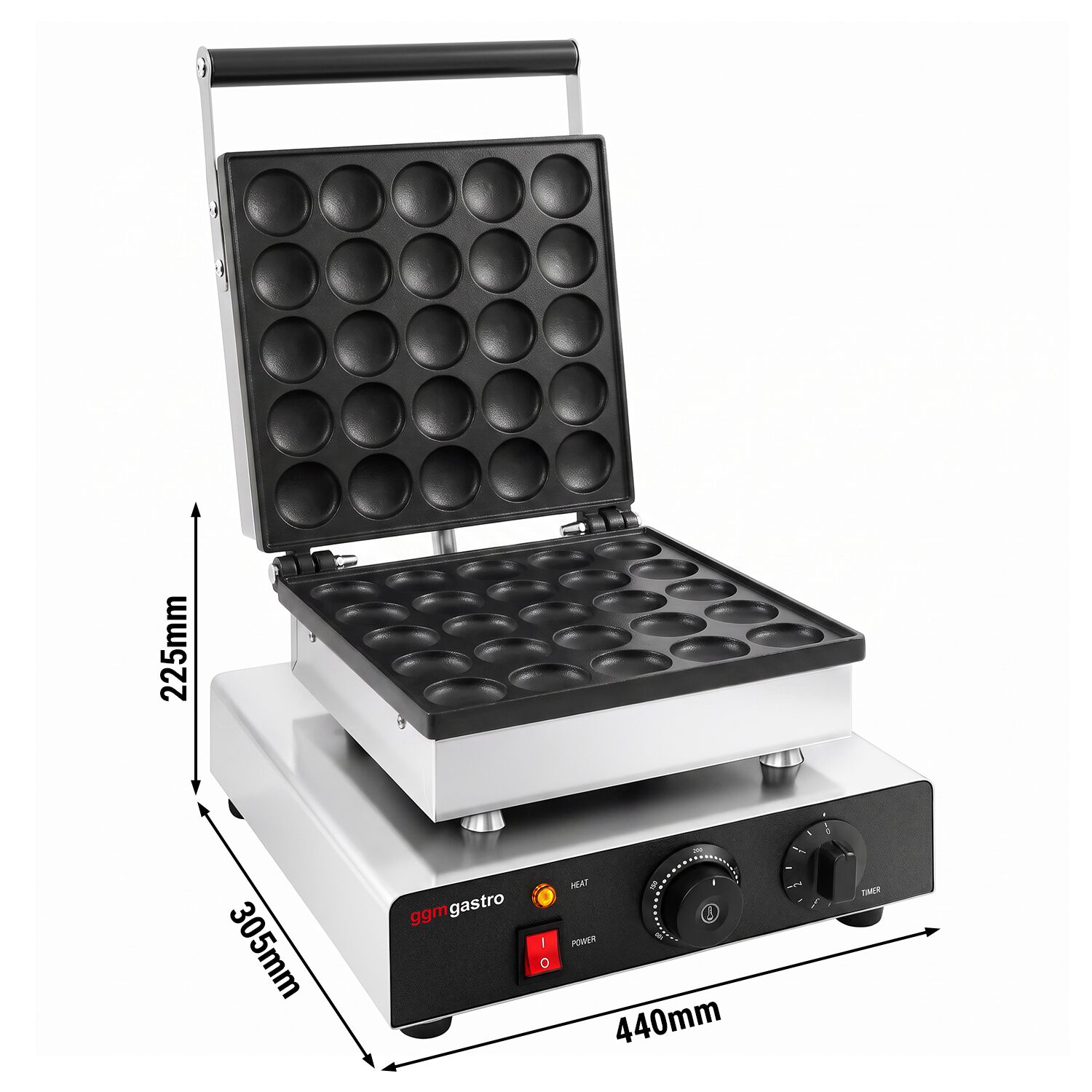 Waffle iron - Single - Manual - 1,75 kW - Shape: Pancake balls - Teflon-coated baking plates