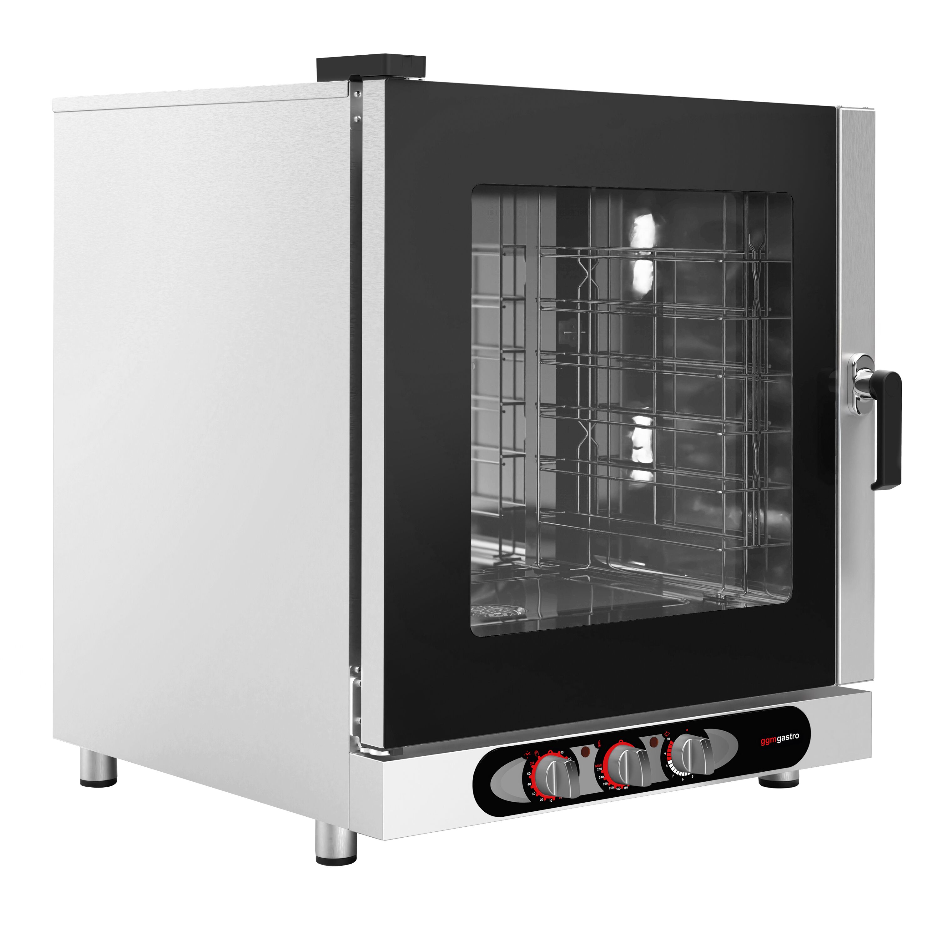 Electric Commercial Combi Oven - Manual Controls - 6x GN 1/1 or 6x EN 600x400 - incl. Condensate drip tray, Adjustable screw feet, Safety thermostat, Halogen lighting, Direct steam injection (adjustable), Humidity control, Preheat & cool-down functions