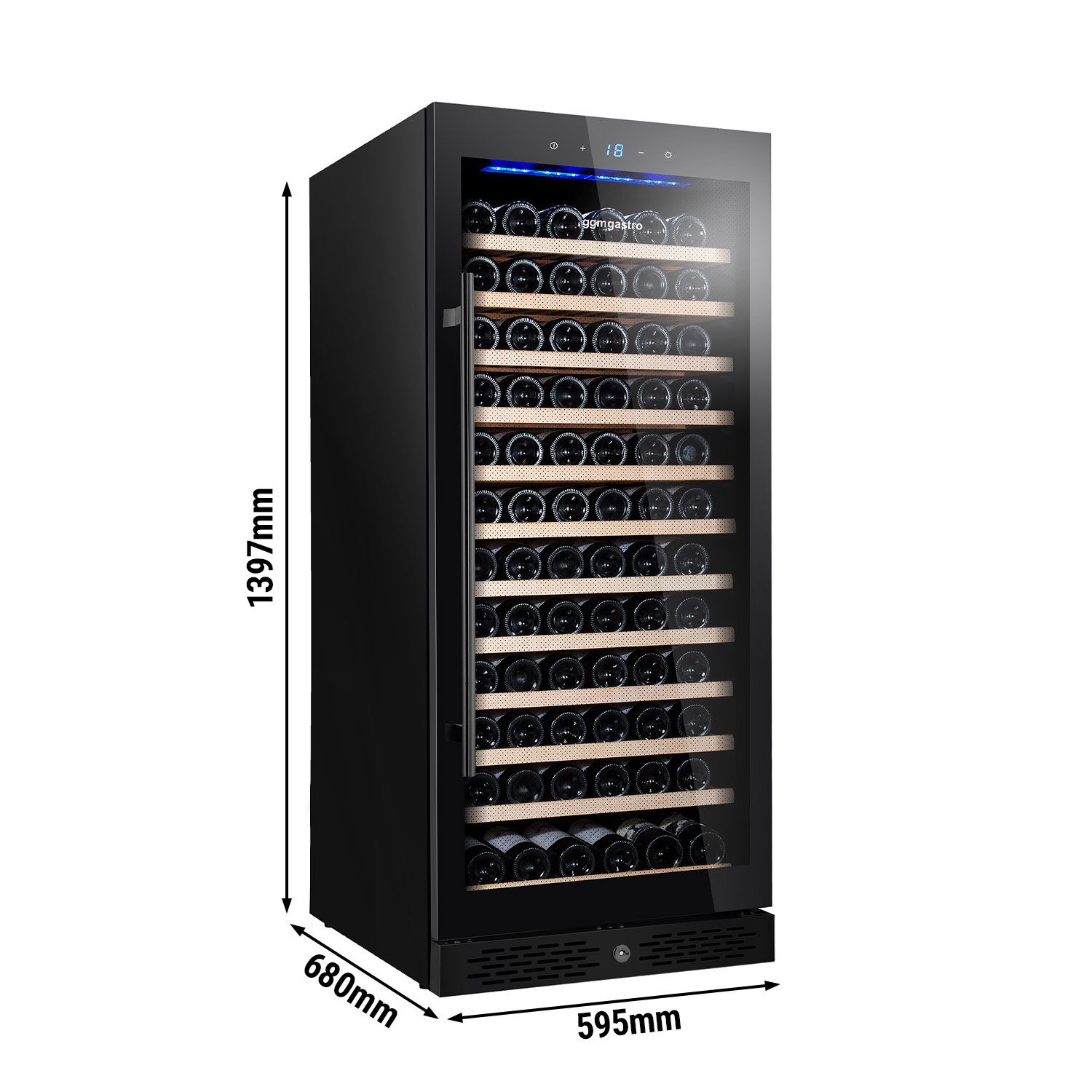 Cave à vin inox ECO – 1 zone climatique – 322 litres – max. 127 bouteilles