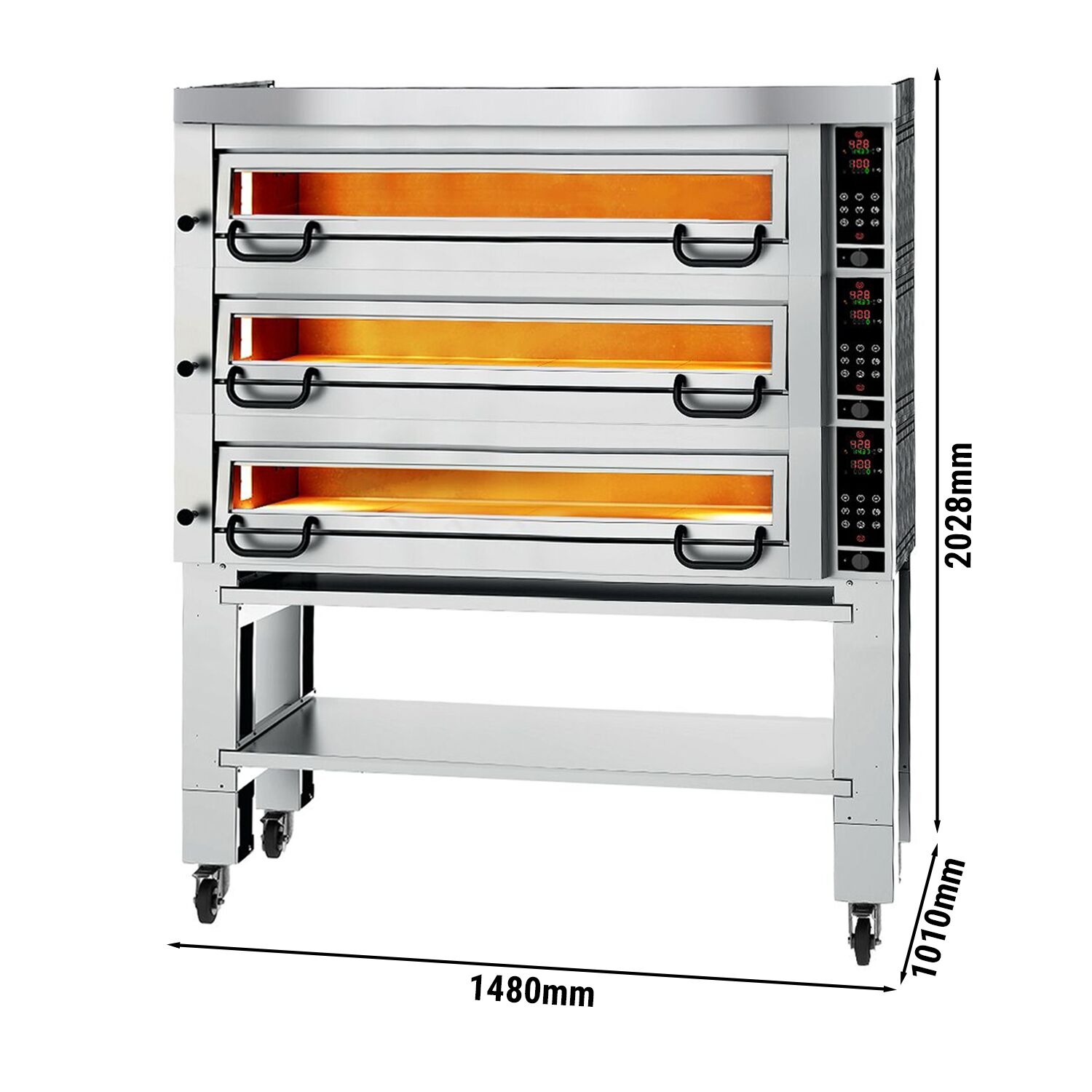 Four à pizza électrique Power - 6+6+6x 34 cm - Numérique - incl. hotte & support