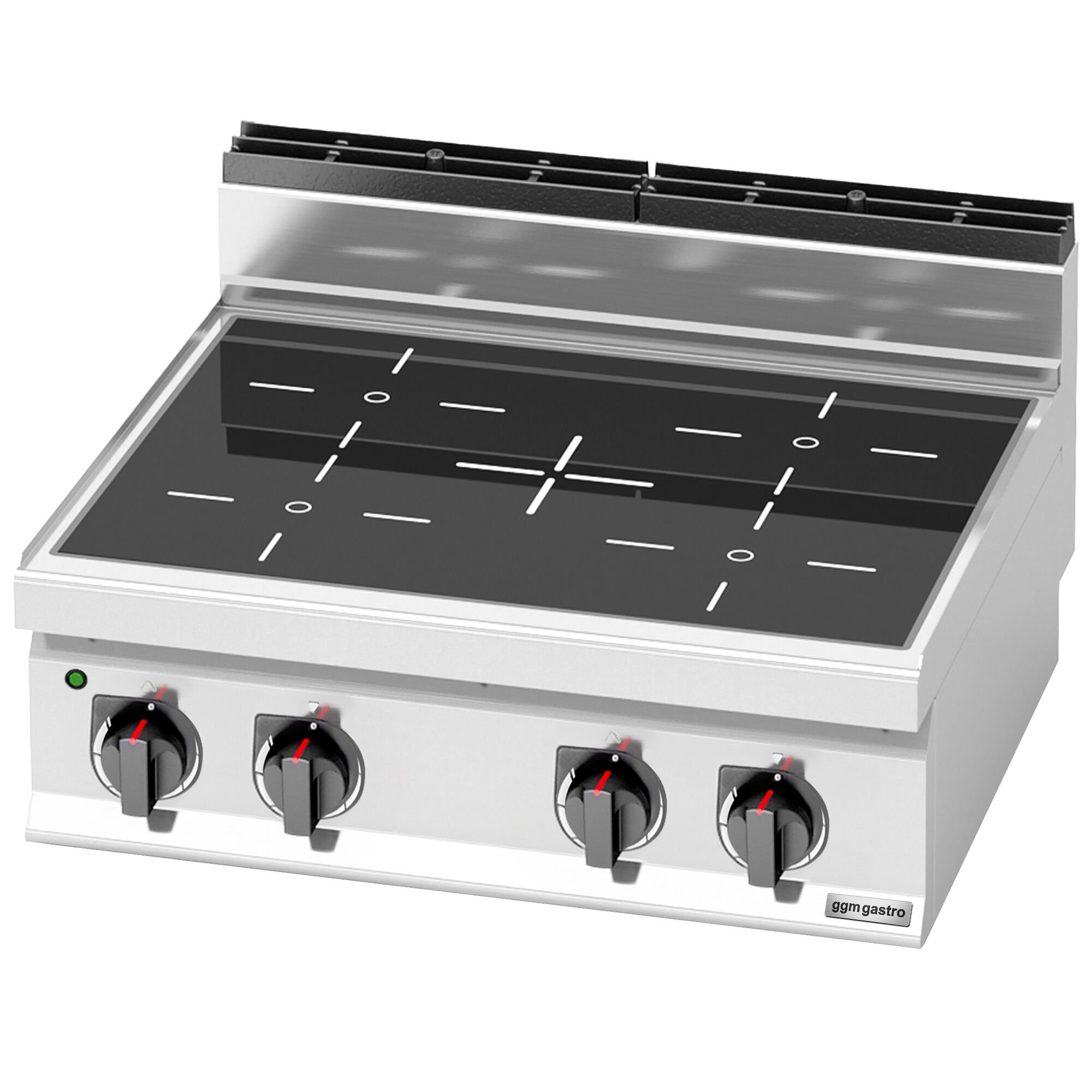 Réchaud vitrocéramique à poser - 12,8kW - 4 foyers infrarouges