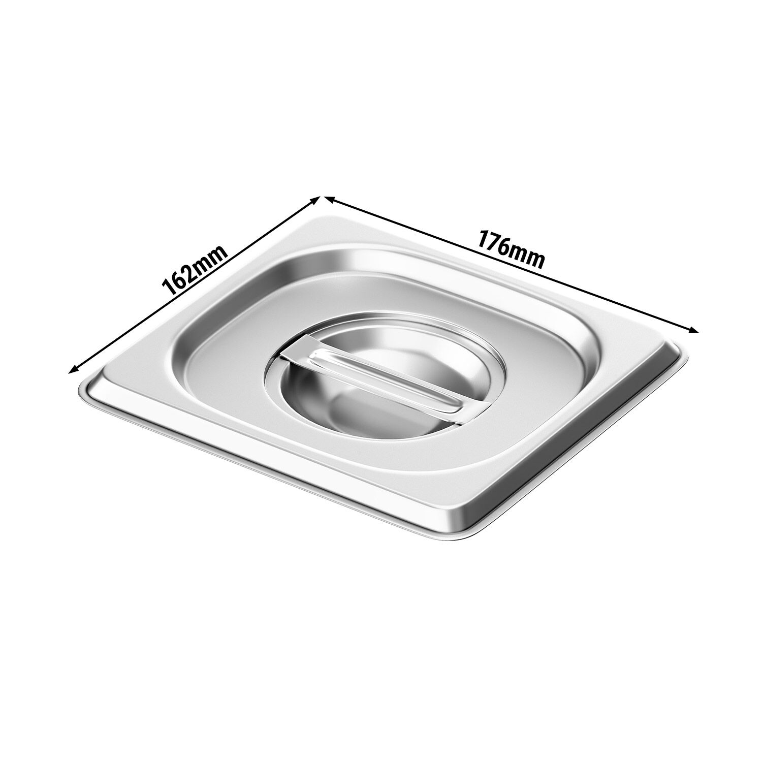 Couvercle inox GN 1/6 - avec encoche - 176x162x27mm - Hauteur: 27mm