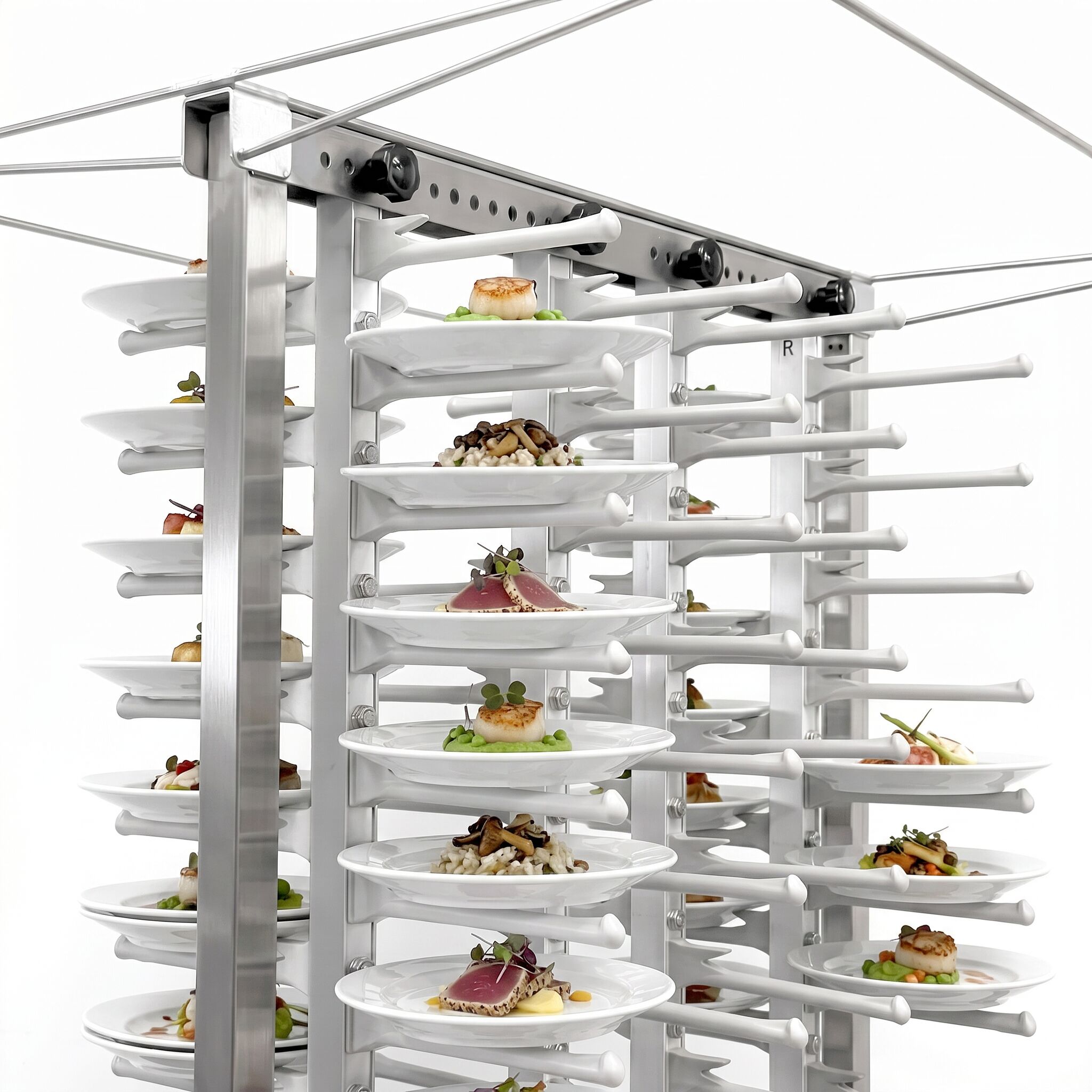 Commercial Mobile Plate Rack Double-Column - up to 80 Plates - Ø 16-32cm - Banqueting